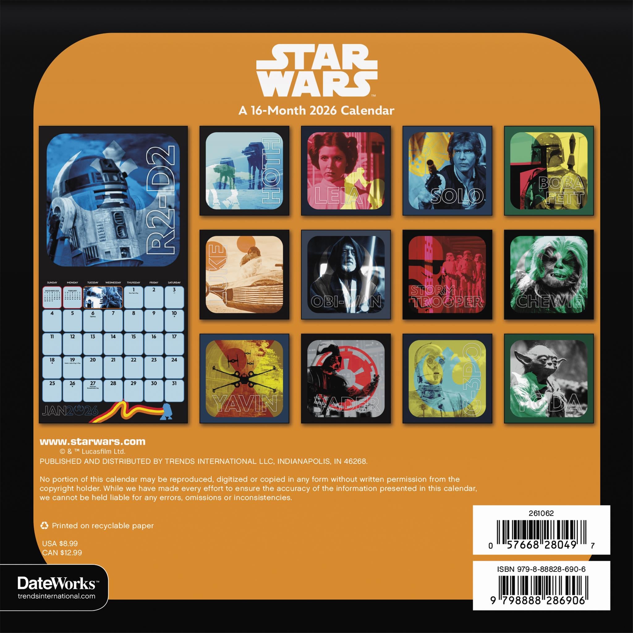 Mini calendrier Star Wars 2026