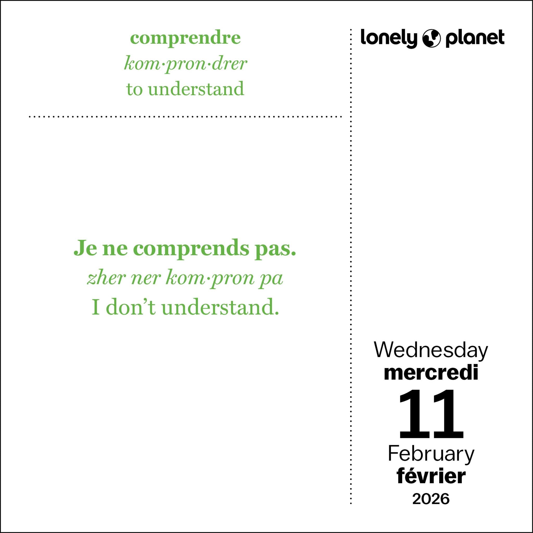 Lonely Planet: French Phrasebook 2026 Box Calendar - Online Only