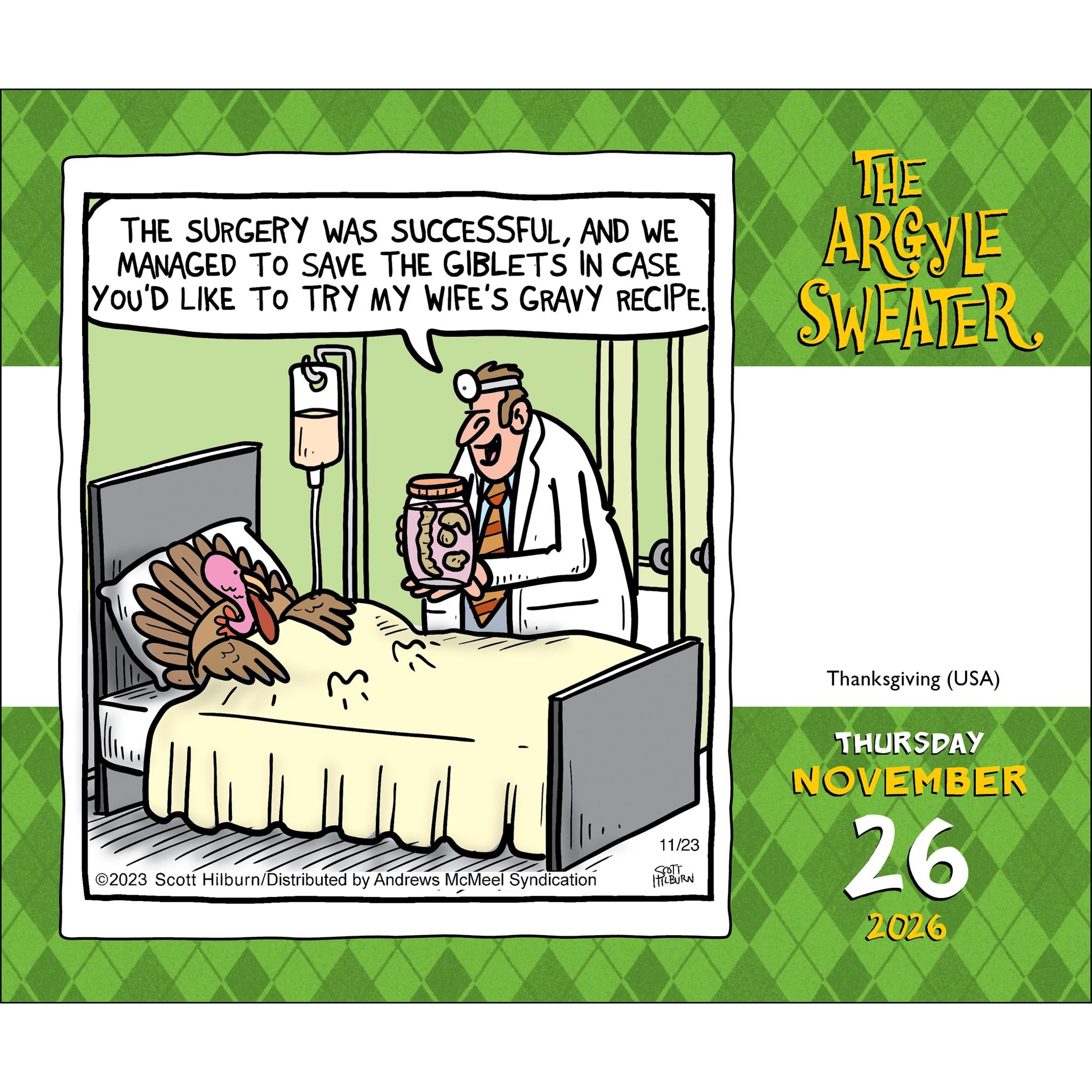 Calendrier de la boîte Pull à losanges 2026