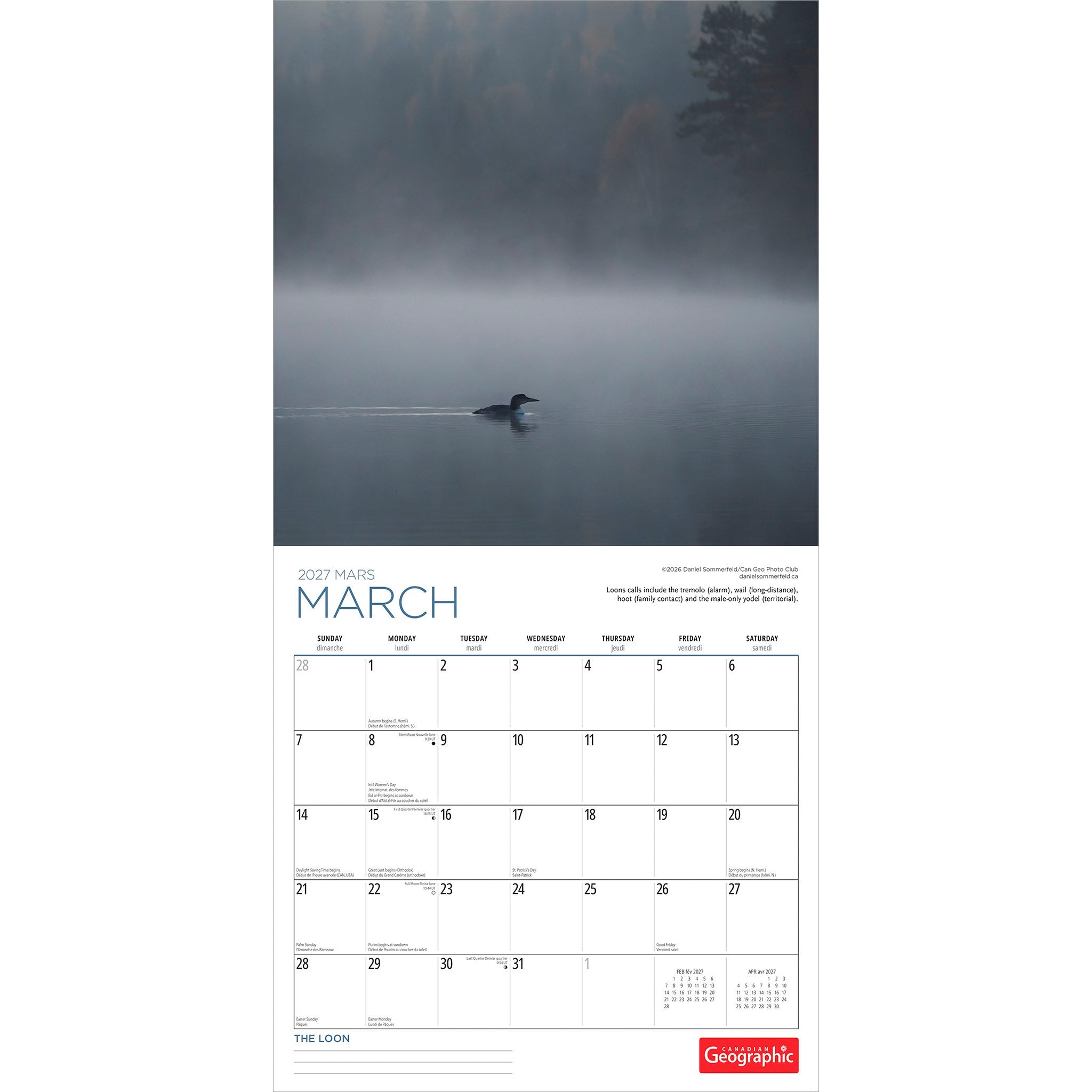Canadian Geographic Loon 2027 Wall Calendar