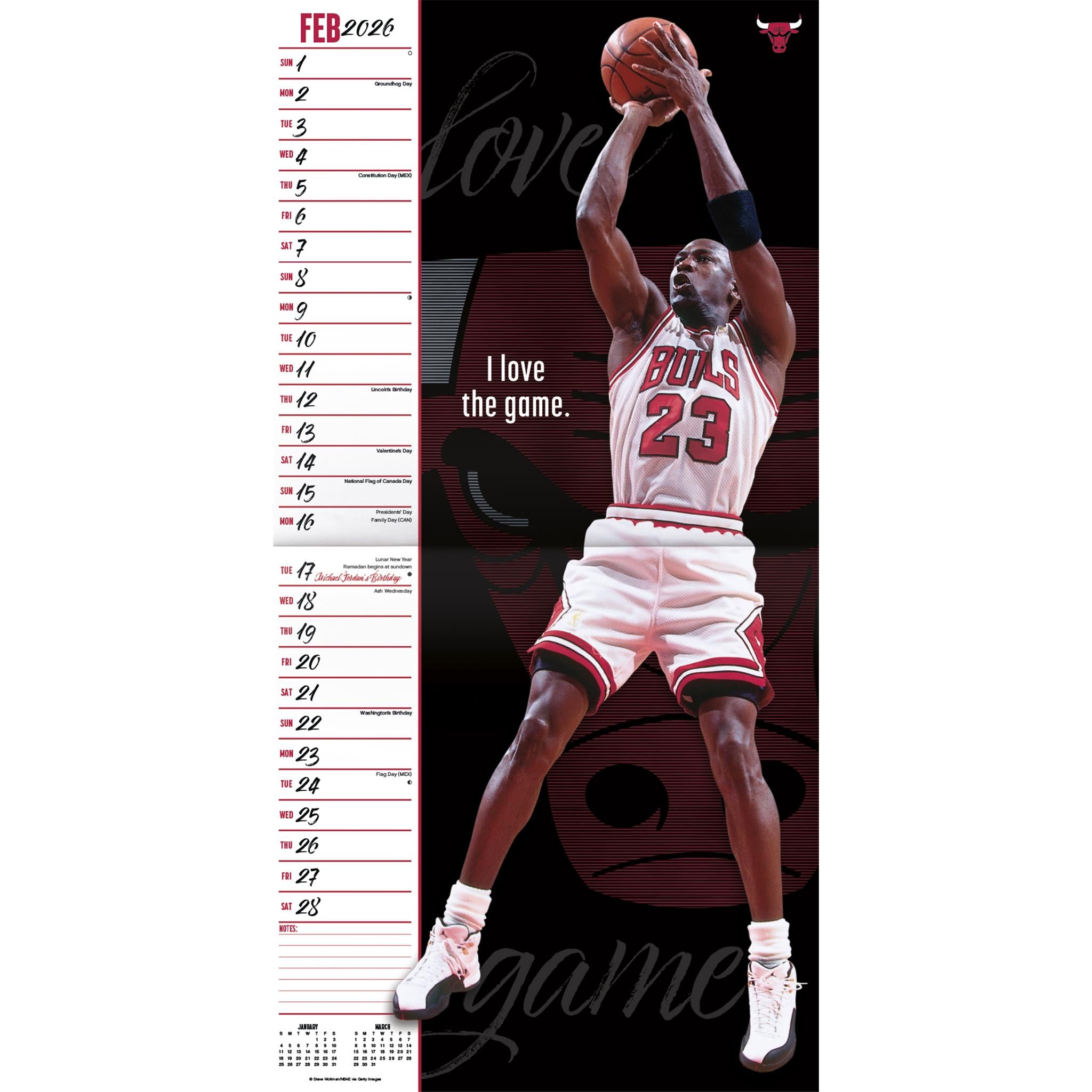 NBA Michael Jordan 2026 Wall Calendar