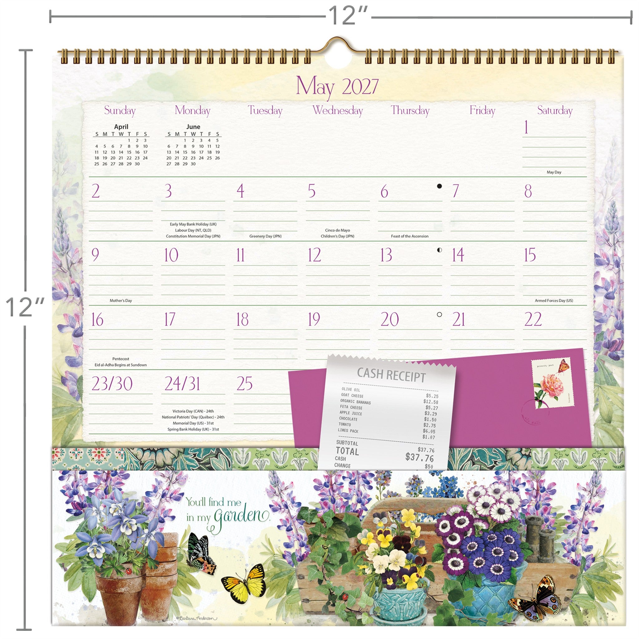 Calendrier mural 2027 Botanical Gardens Note Nook