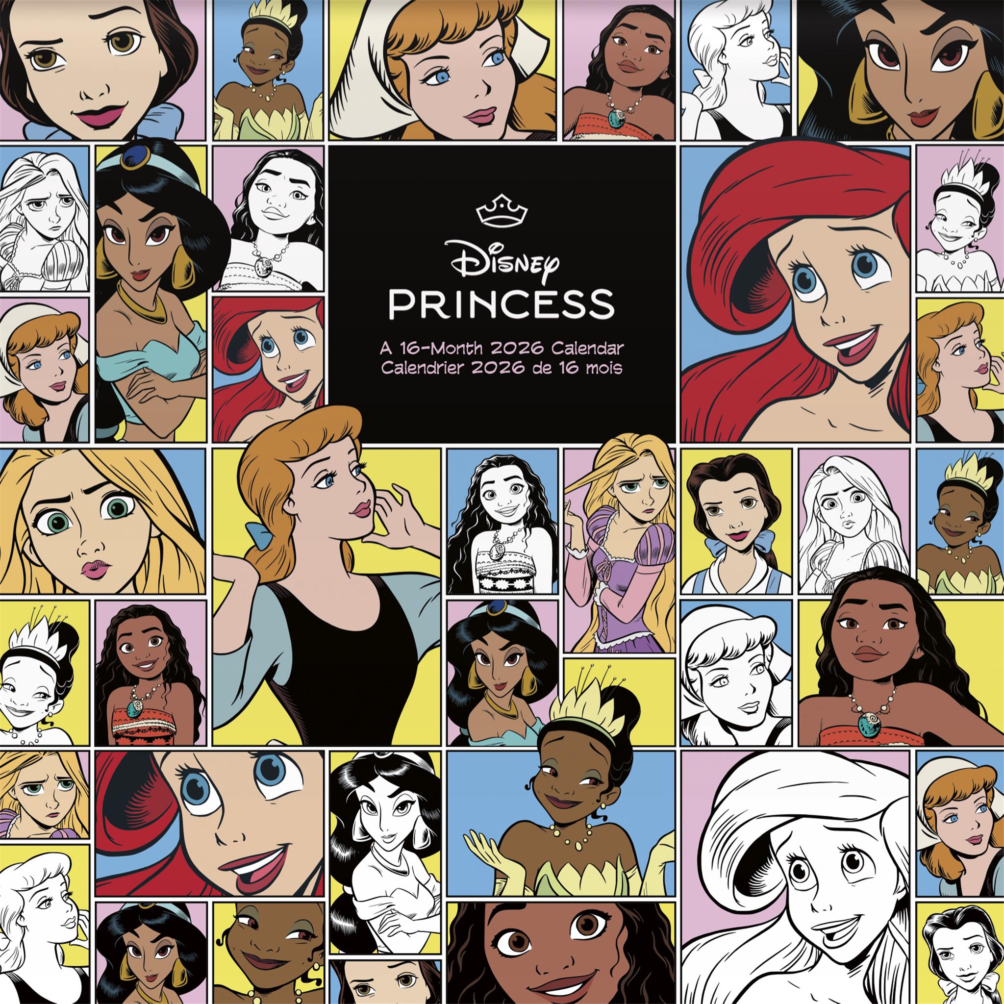 Calendrier mural bilingue Disney Princess 2026