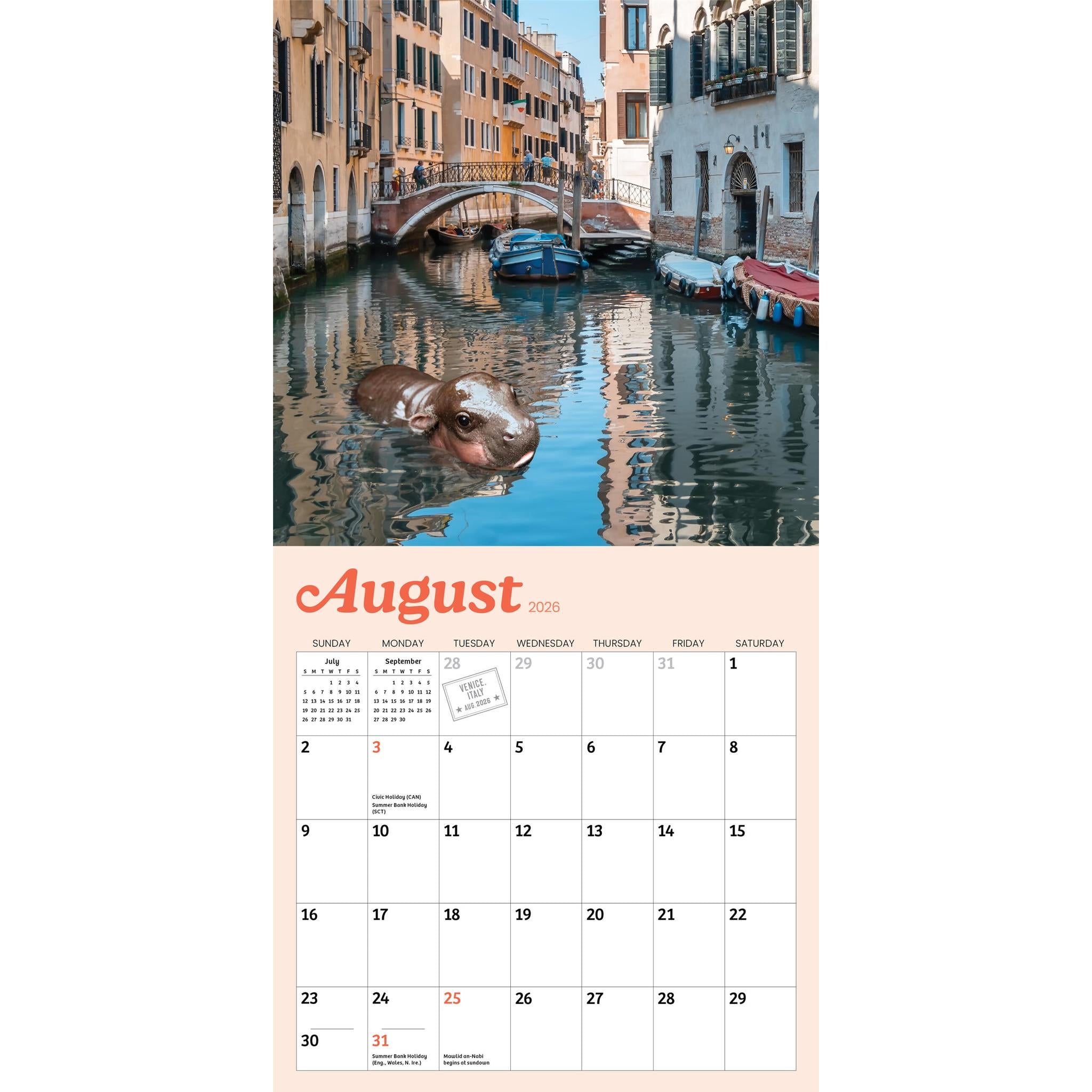 Mini calendrier Tiny Hippo Big World 2026