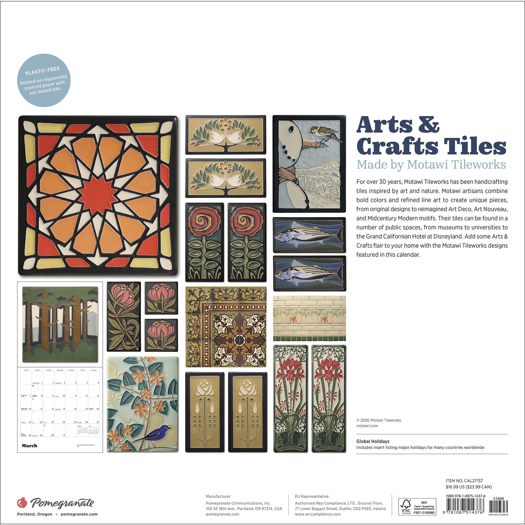 Arts and Crafts Tiles 2027 Wall Calendar - Online Only