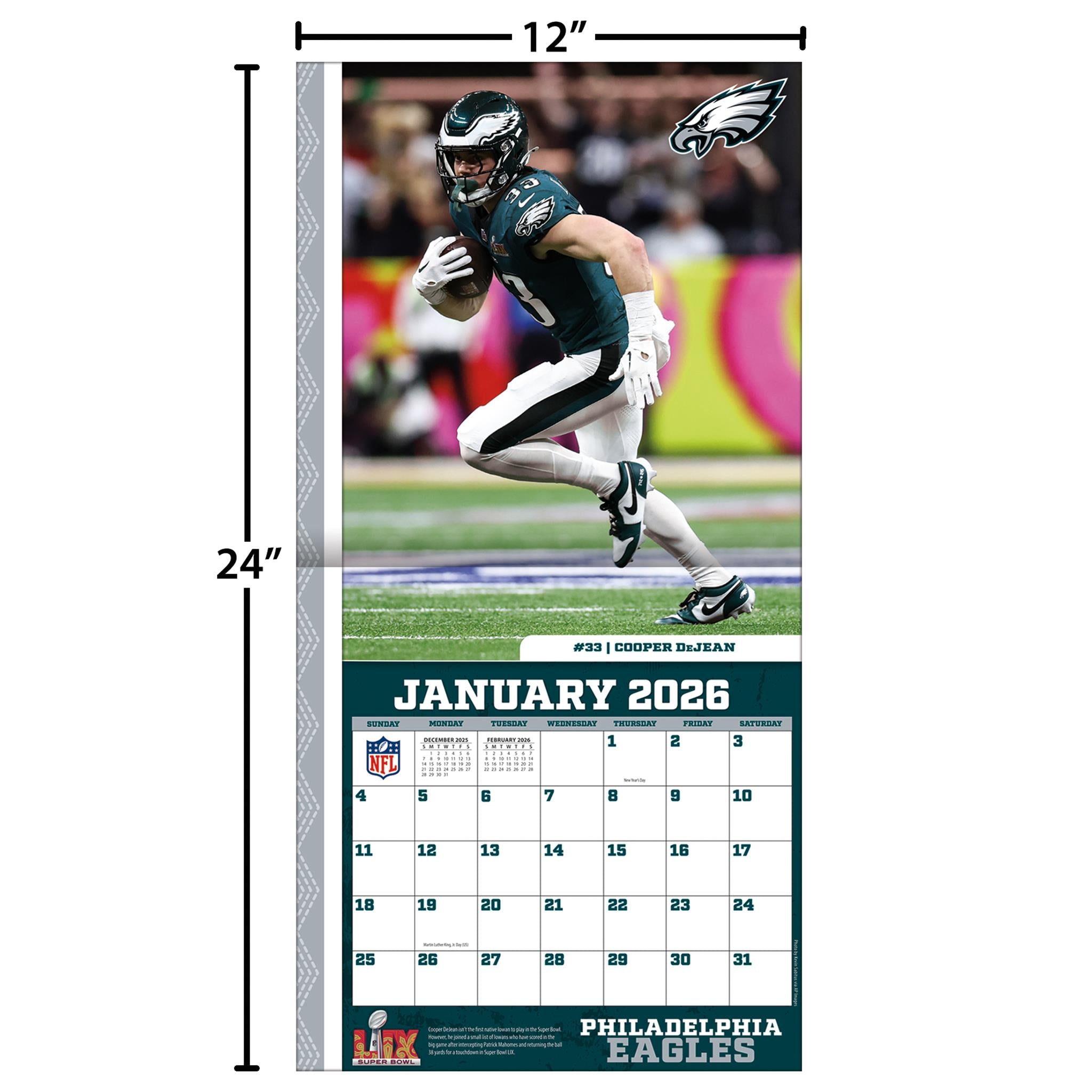 Calendrier mural NFL Philadelphia Eagles 2026