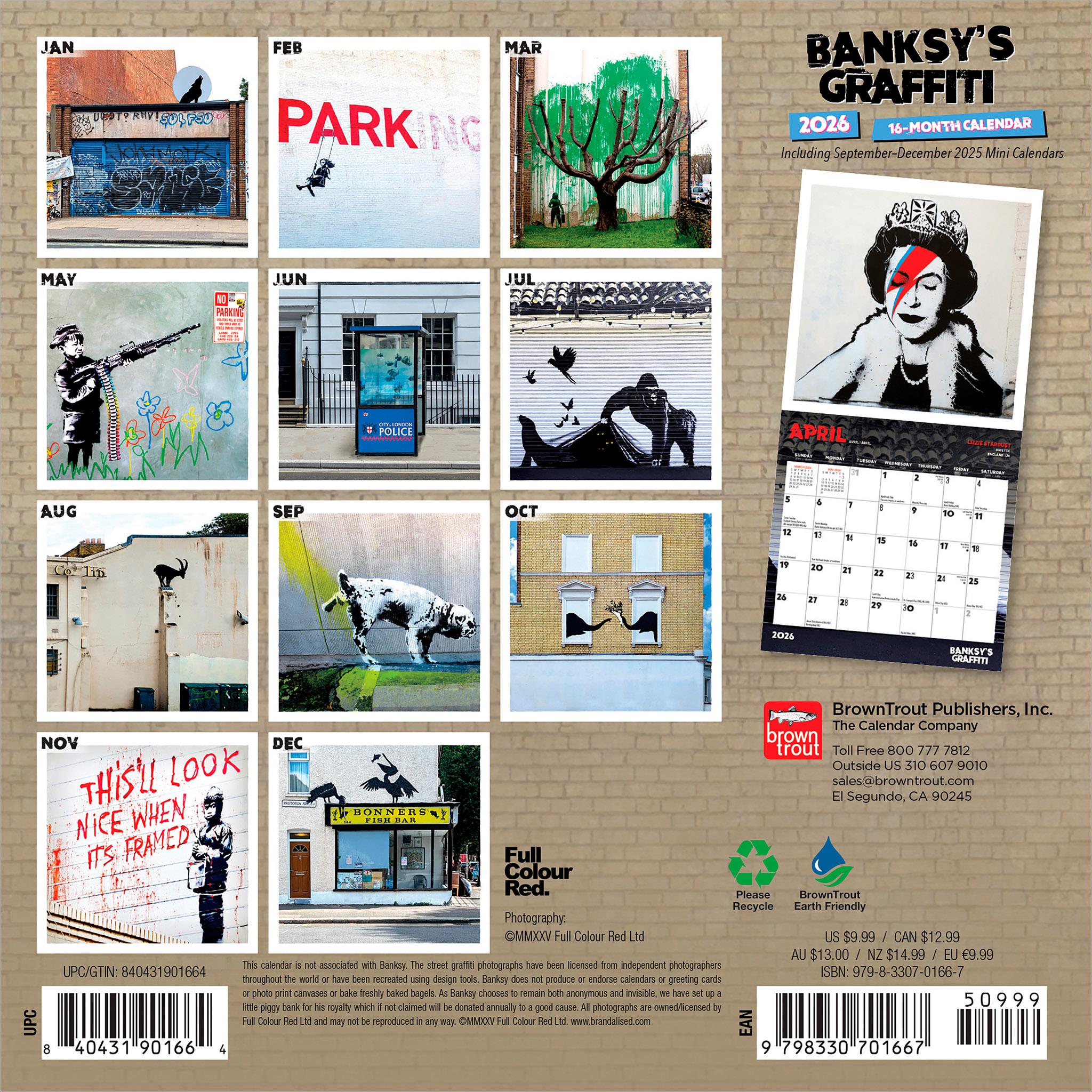Mini-calendrier Banksy Graffiti 2026 - Disponible uniquement en ligne