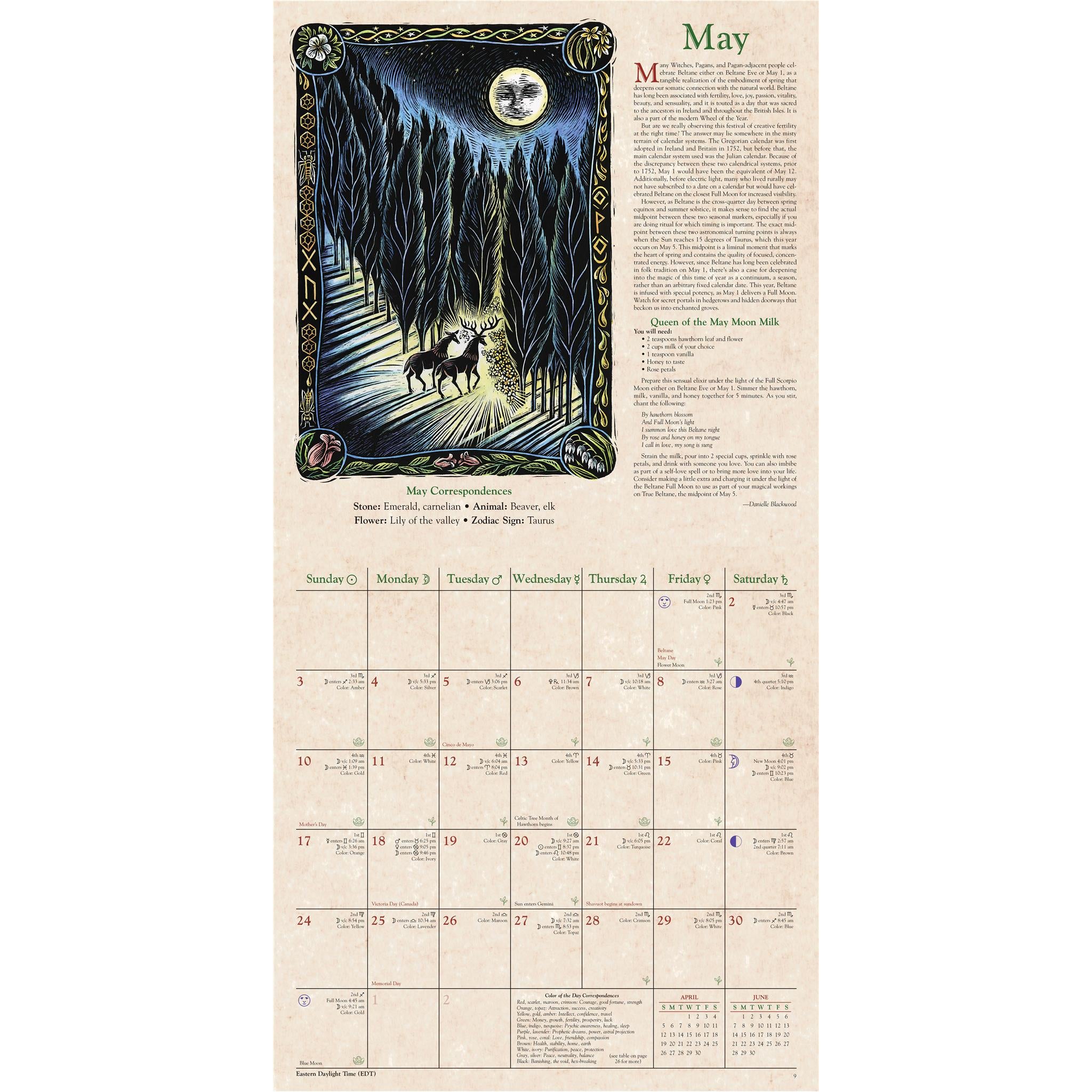 Calendrier mural des sorcières 2026