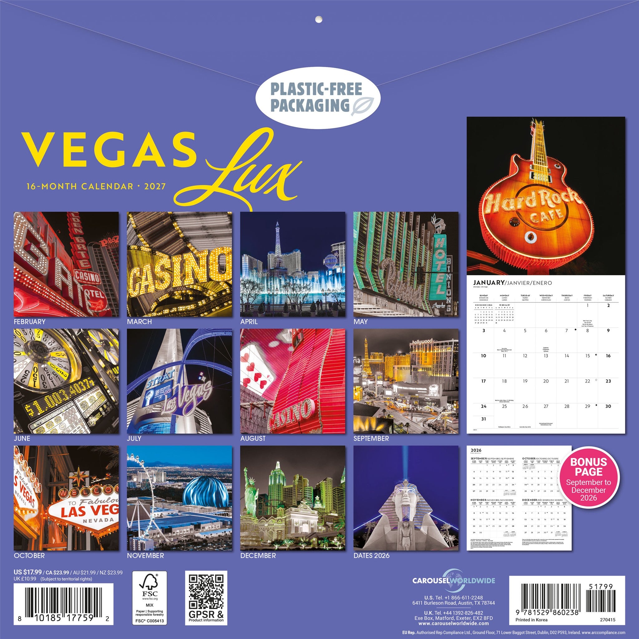 Vegas Lux 2027 Wall Calendar