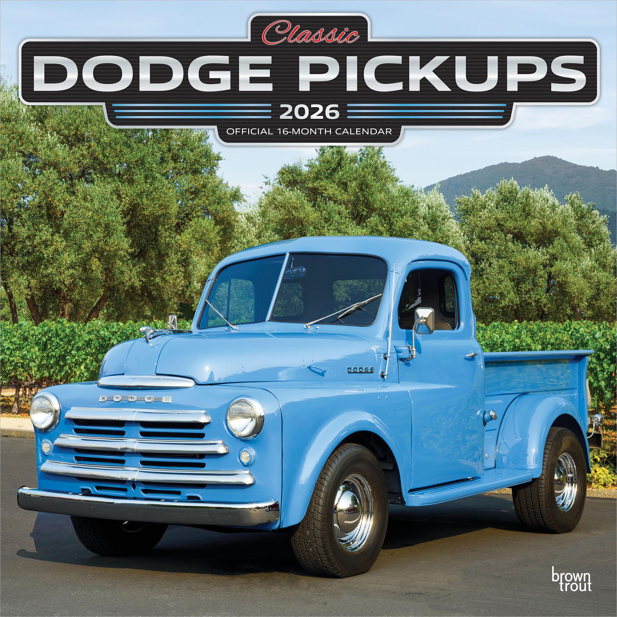 Calendrier mural 2026 des camionnettes Dodge classiques - Disponible uniquement en ligne