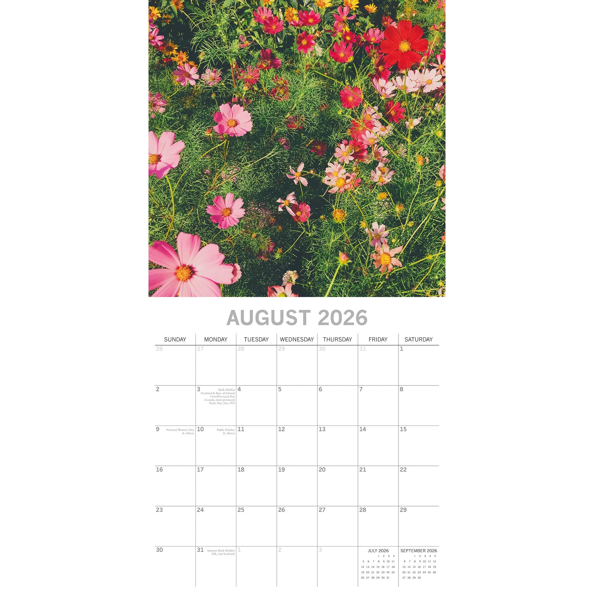 Calendrier mural Fleurs sauvages 2026