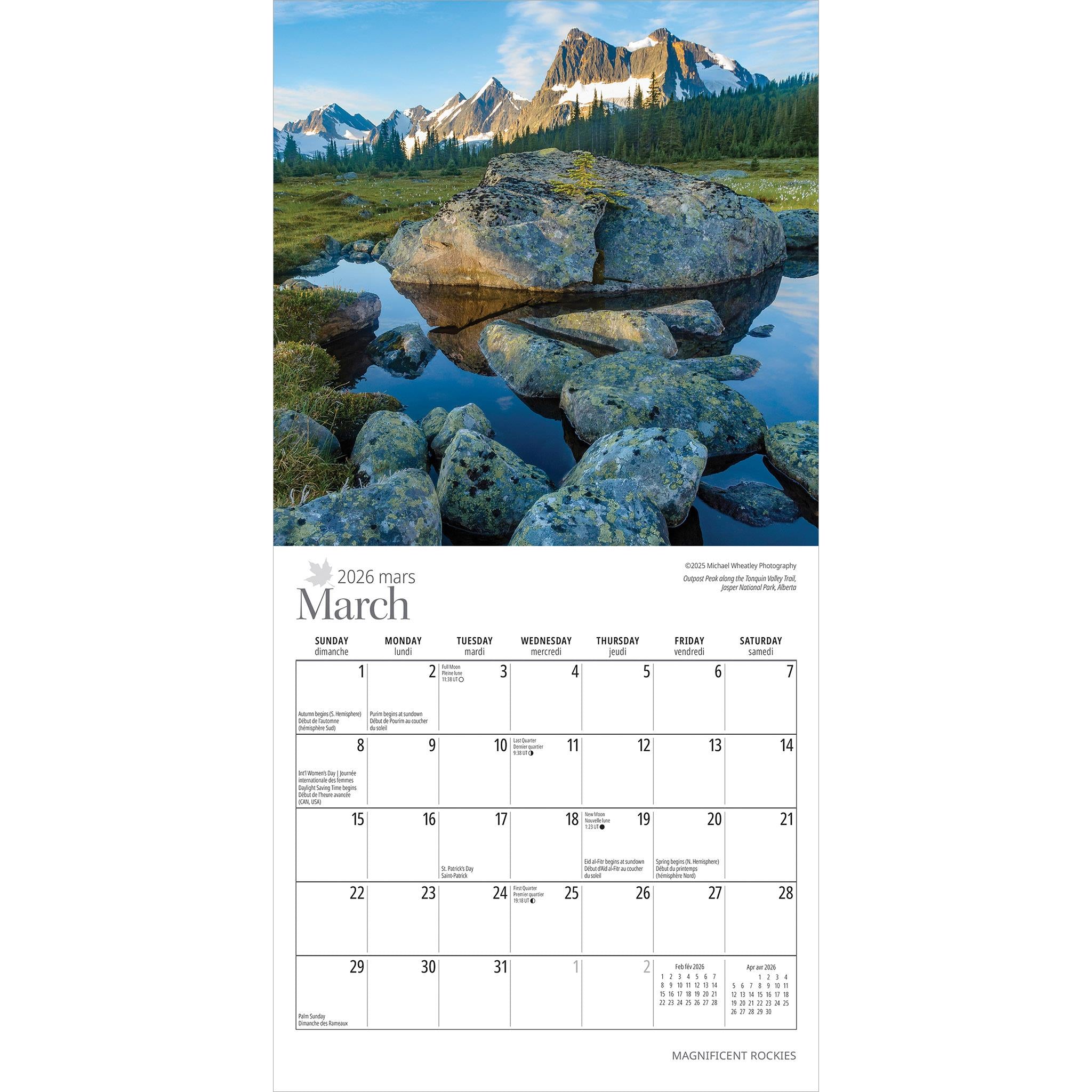 Mini-calendrier des Rocheuses magnifiques 2026 - Disponible uniquement en ligne