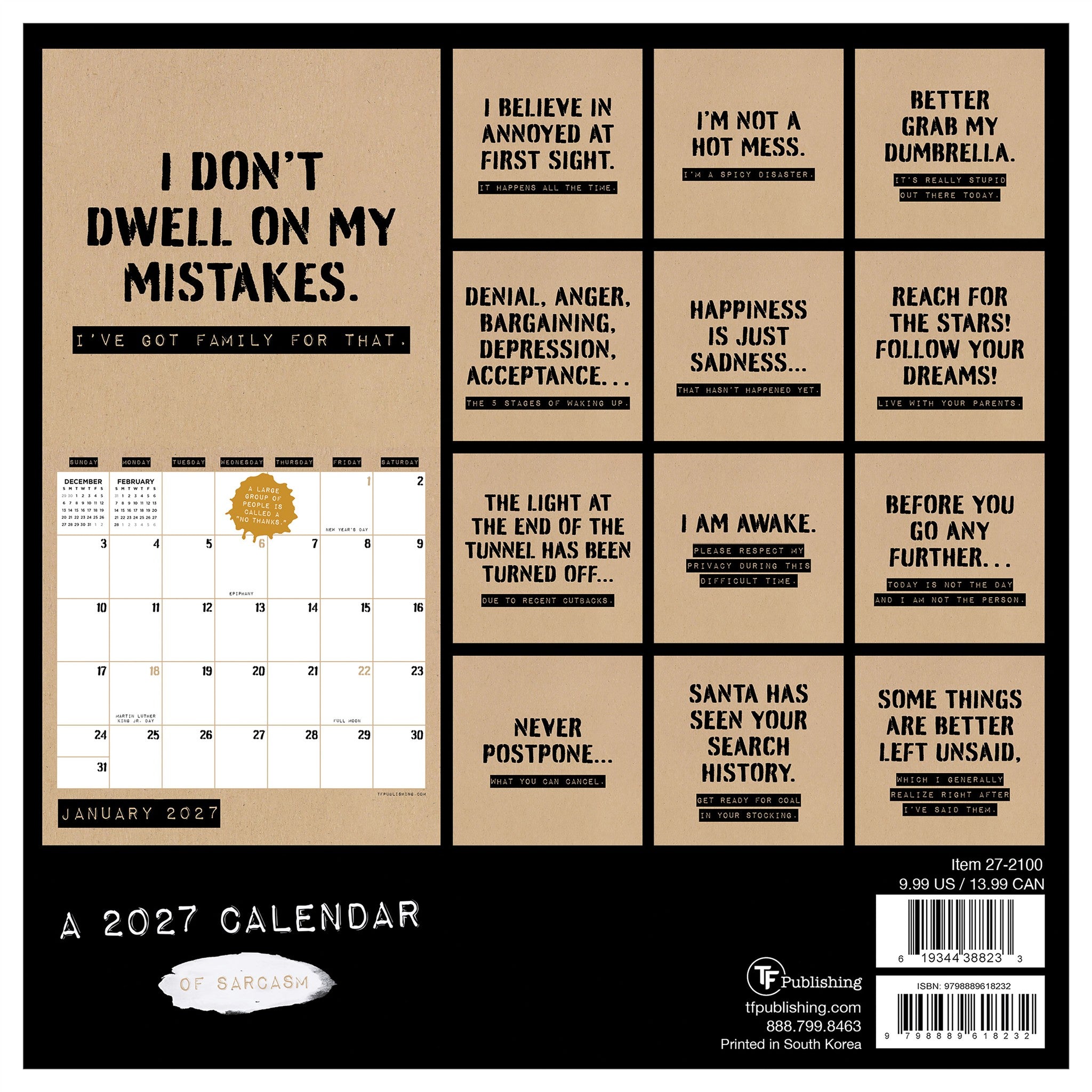 Anti Affirmations and Sarcasm 2027 Mini Calendar - Online Only