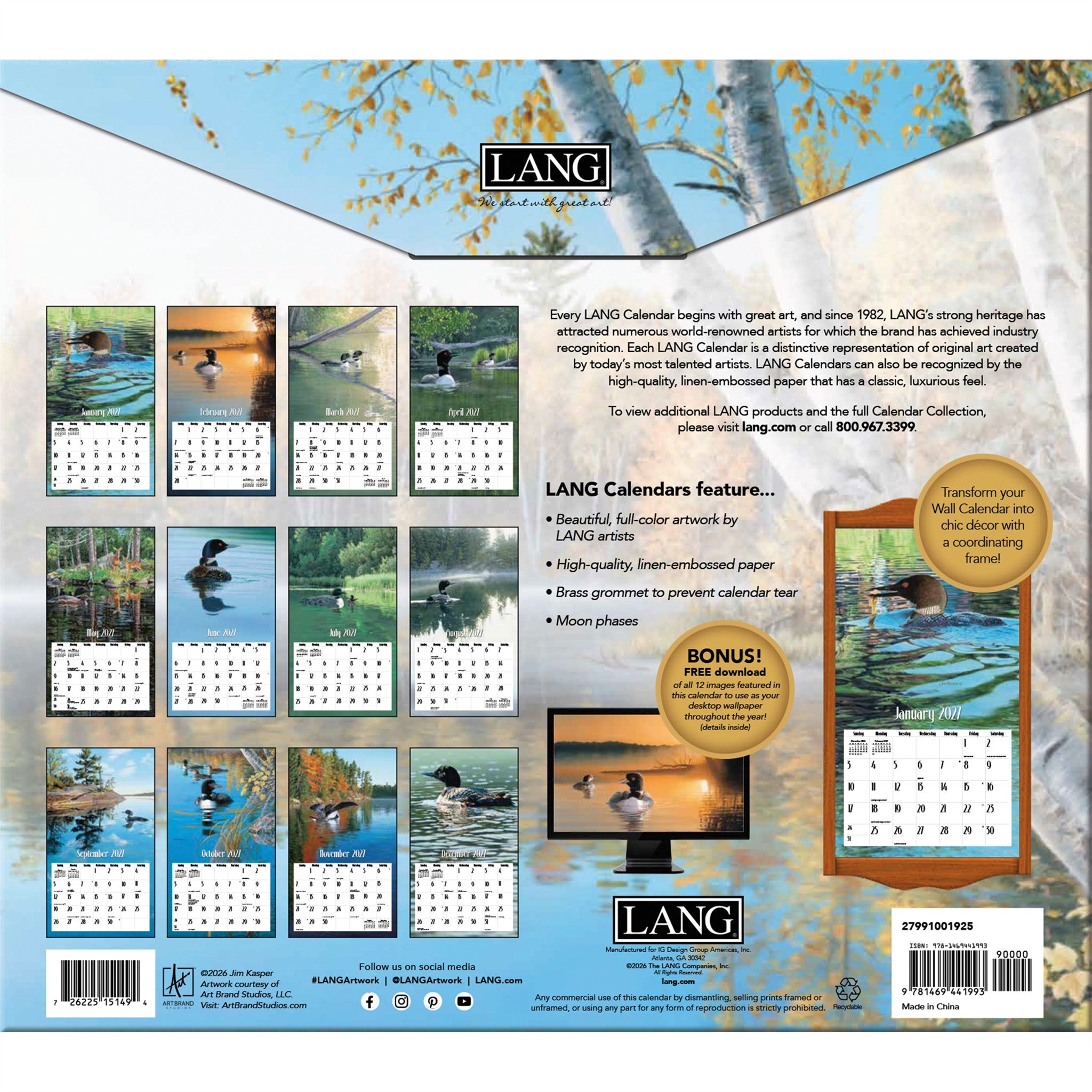 Loons On The Lake 2027 Wall Calendar