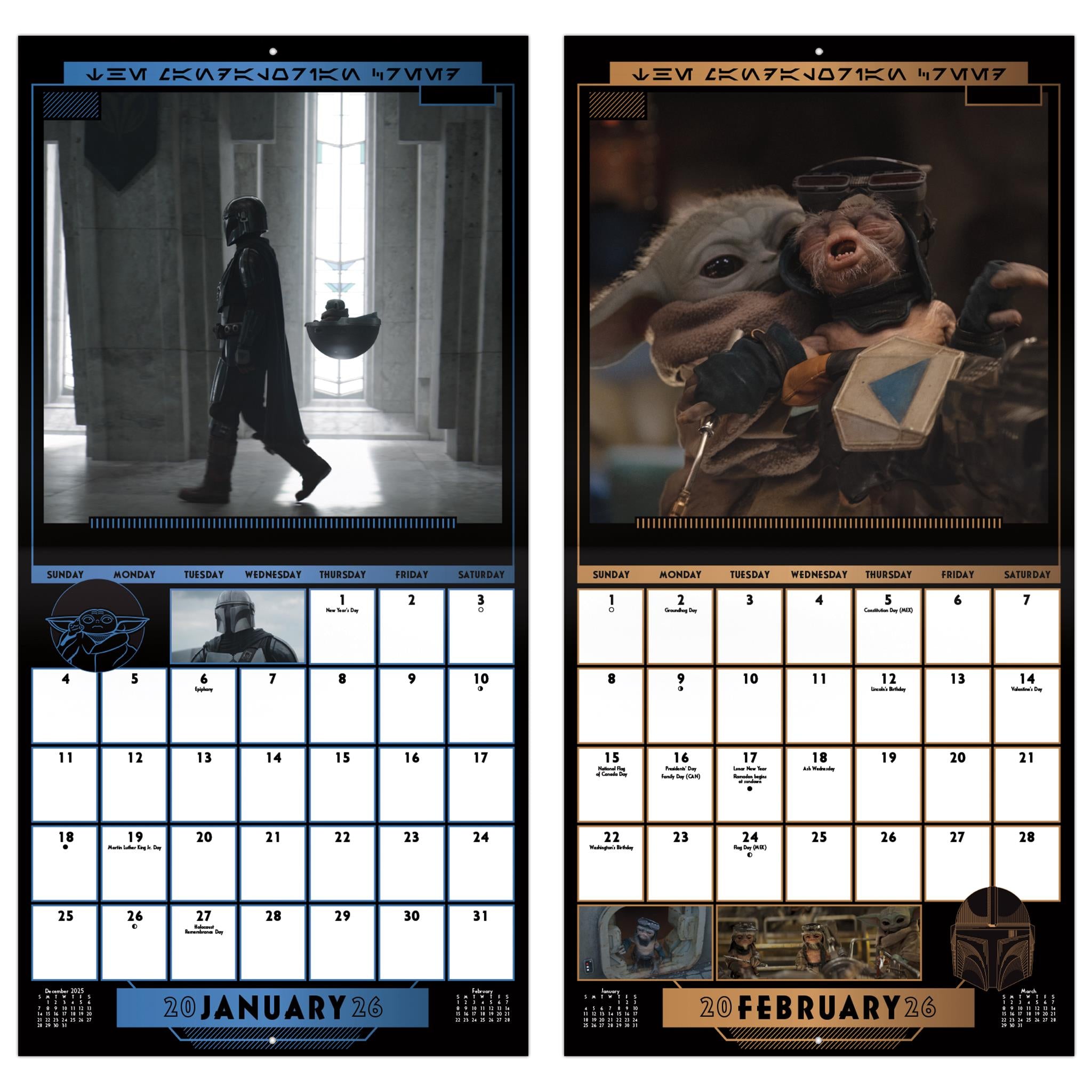 Star Wars Mandalorian 2026 Wall Calendar