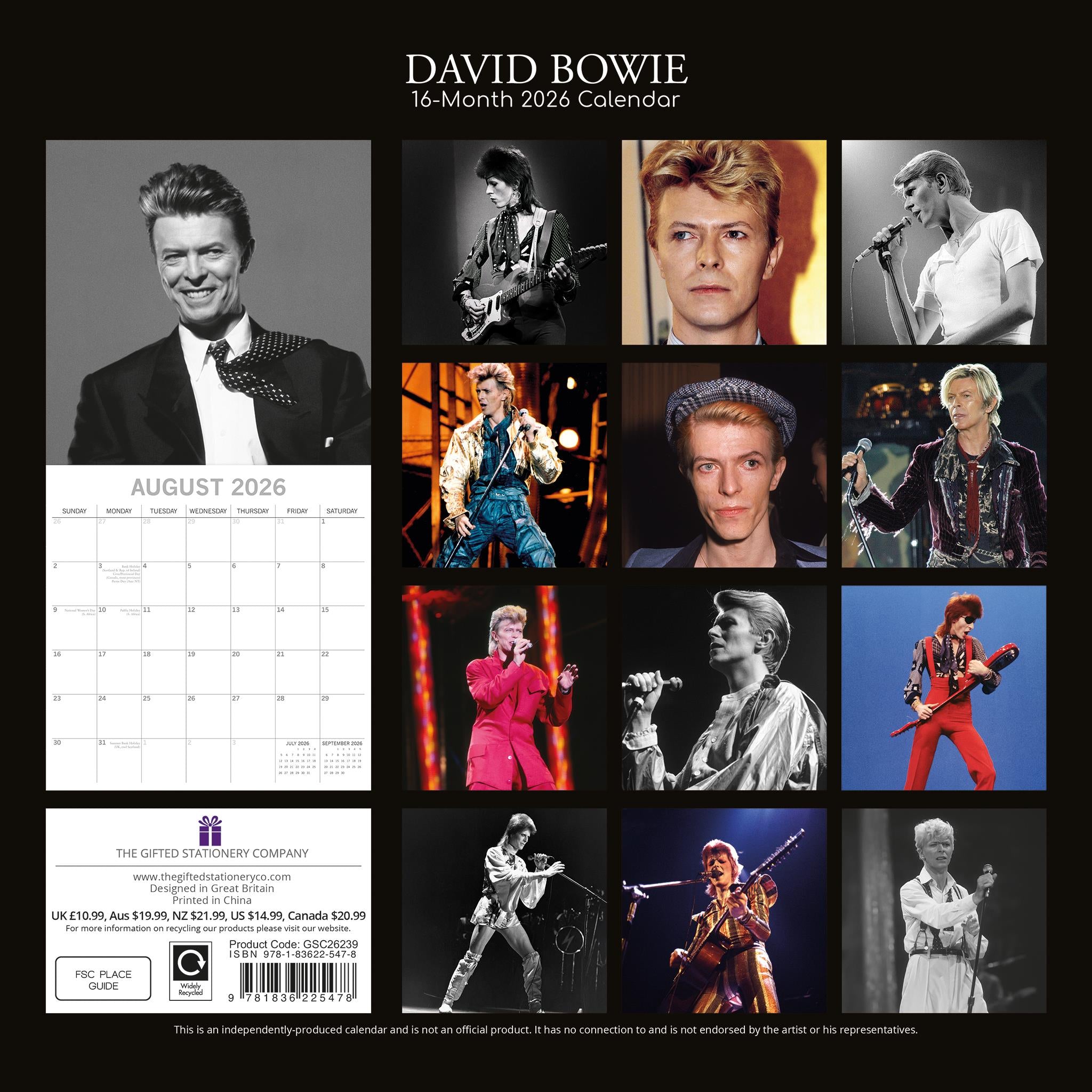 Calendrier mural David Bowie 2026