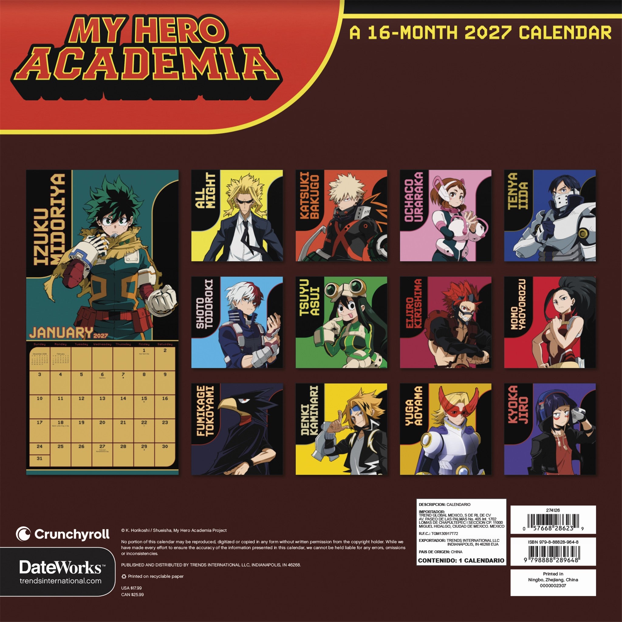 My Hero Academia 2027 Wall Calendar - Online Only