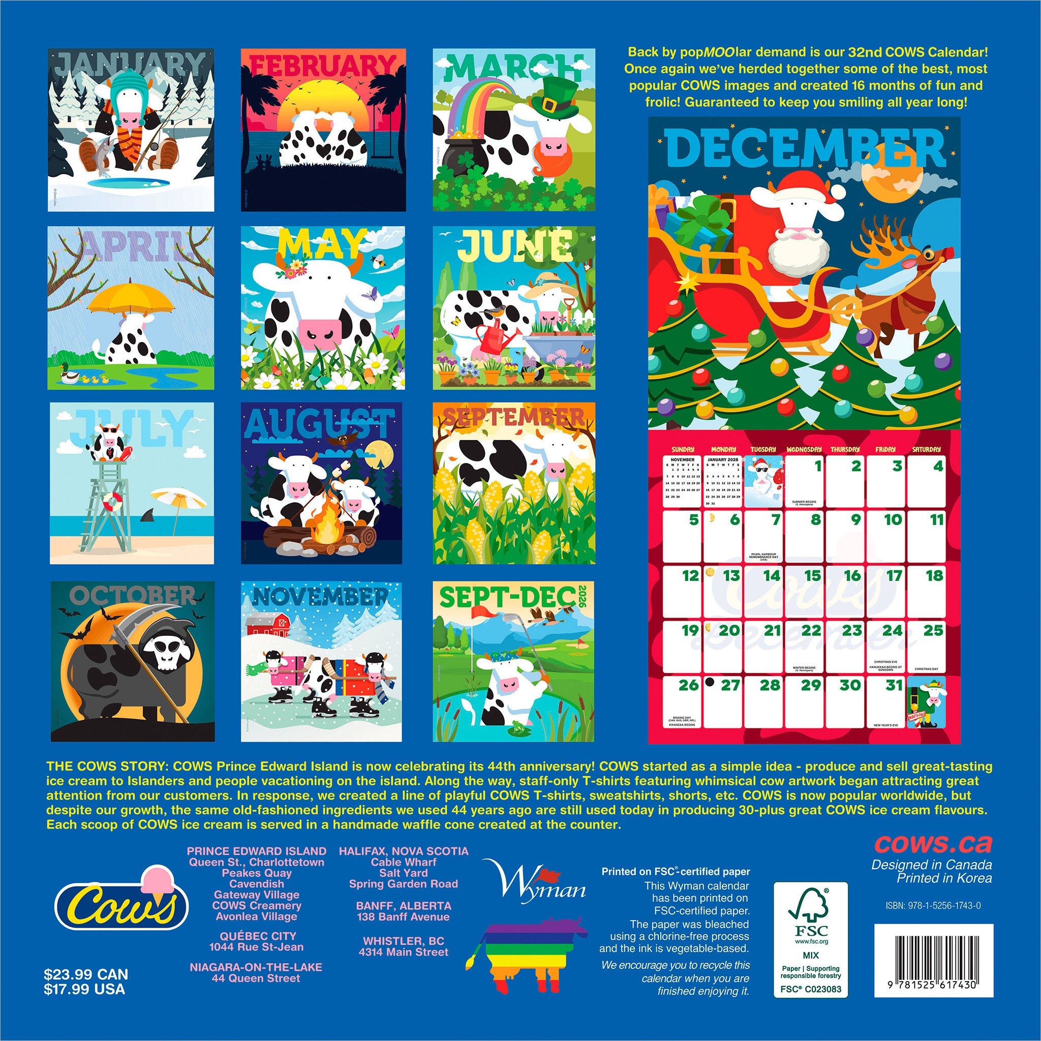 Cows Creamery 2027 Wall Calendar