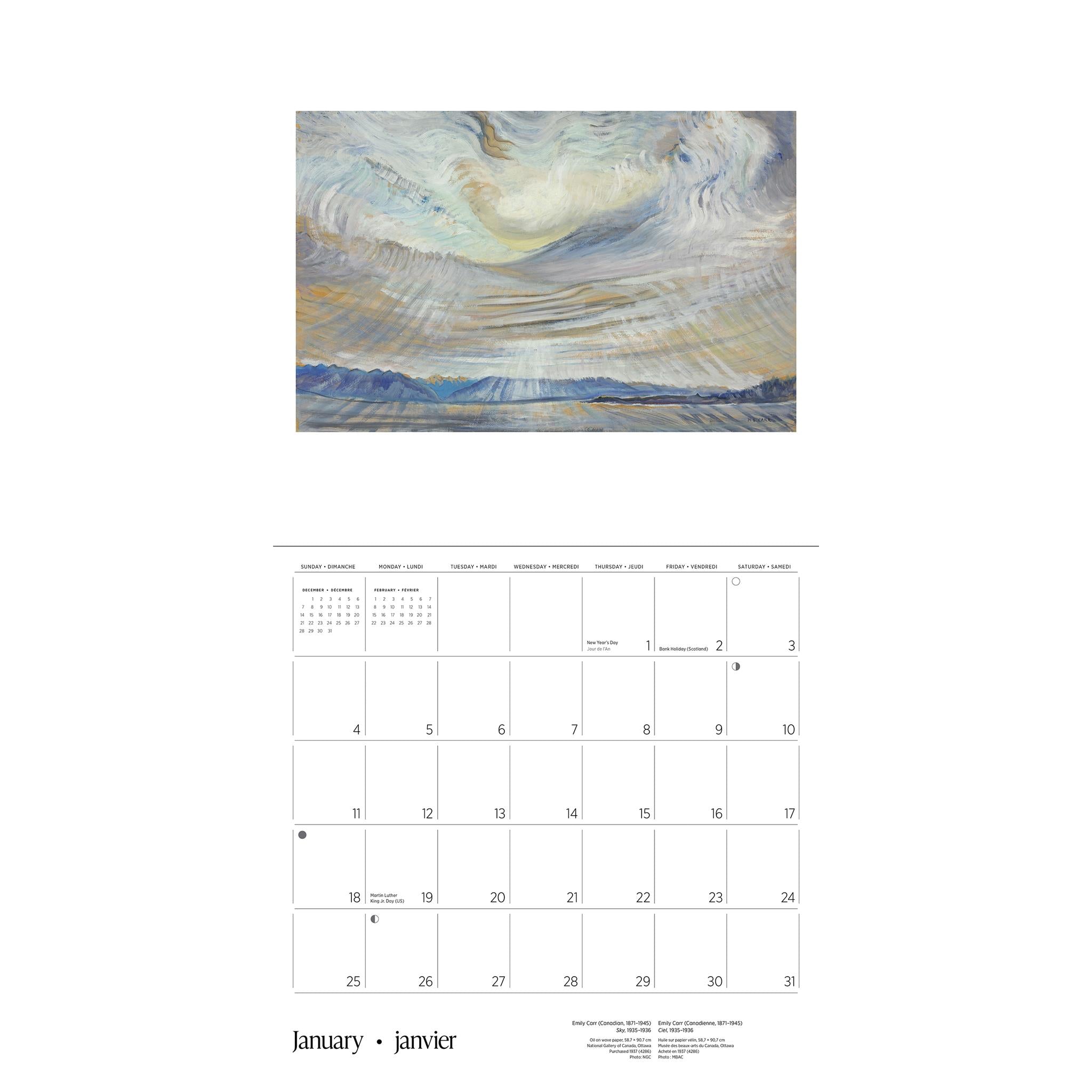 Emily Carr 2026 Wall Calendar