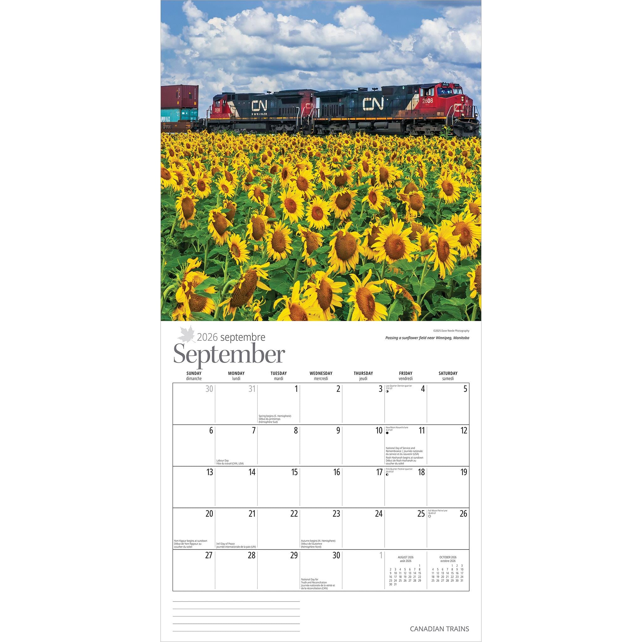 Canadian Trains Bilingual 2026 Wall Calendar
