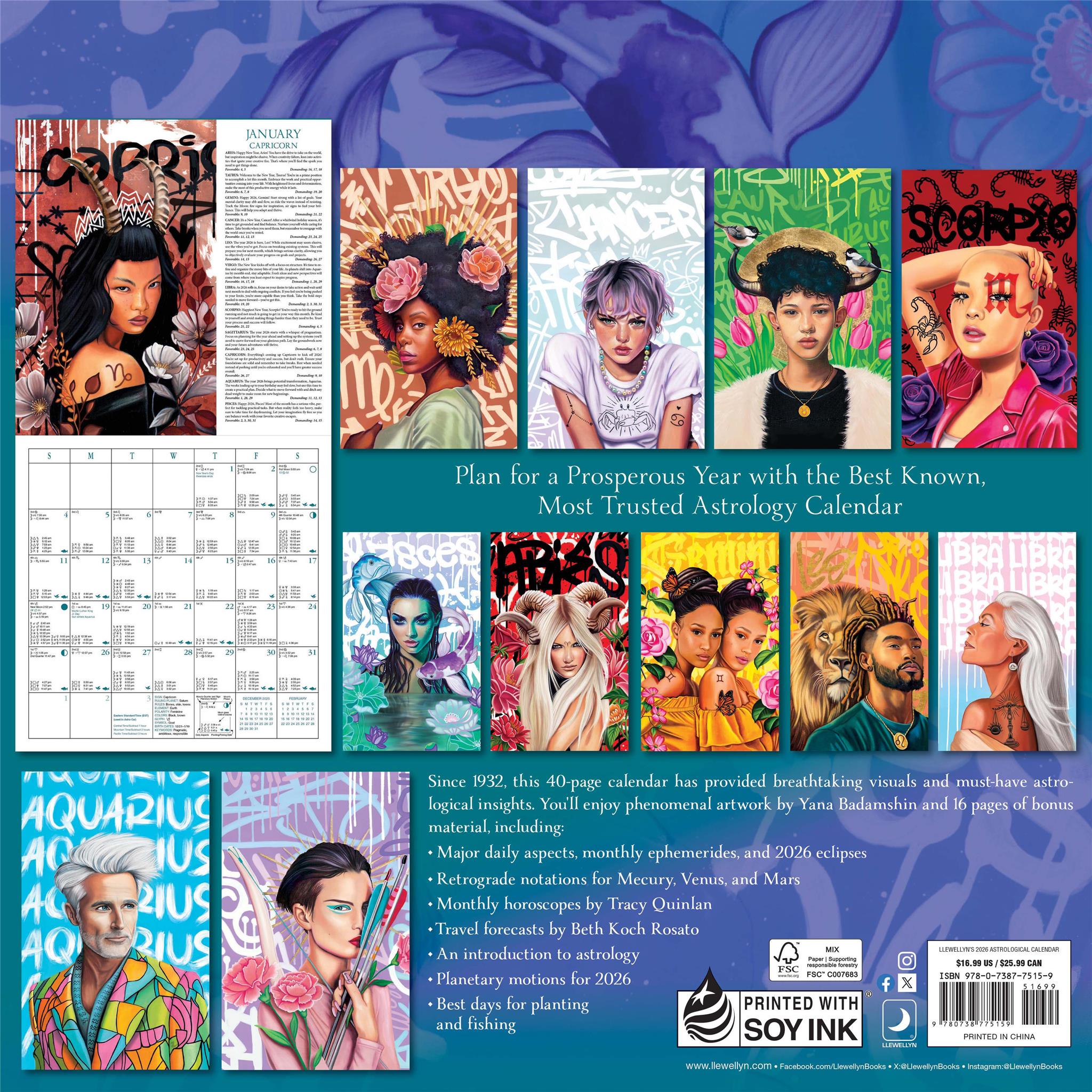 Calendrier mural astrologique 2026