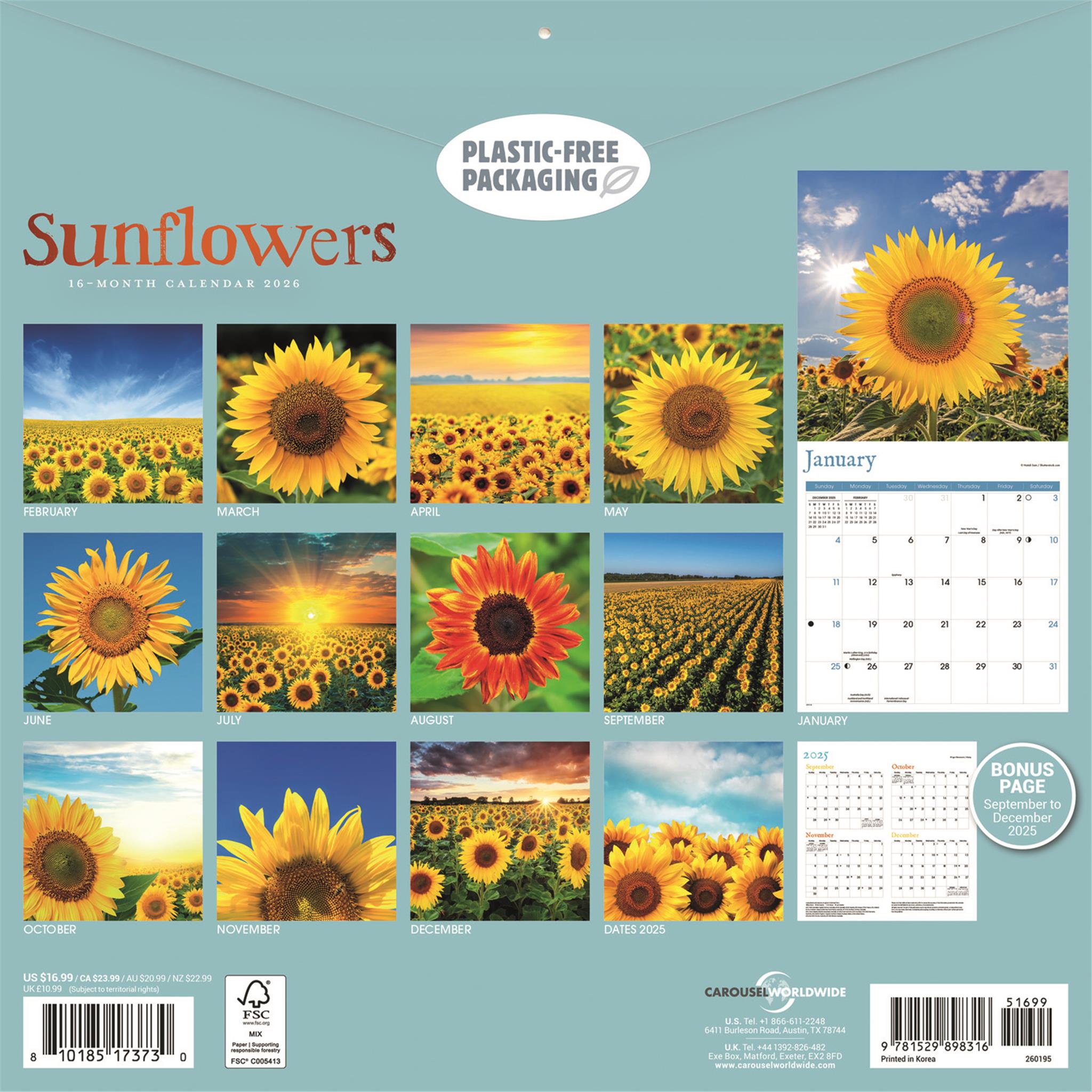 Calendrier mural Tournesols 2026