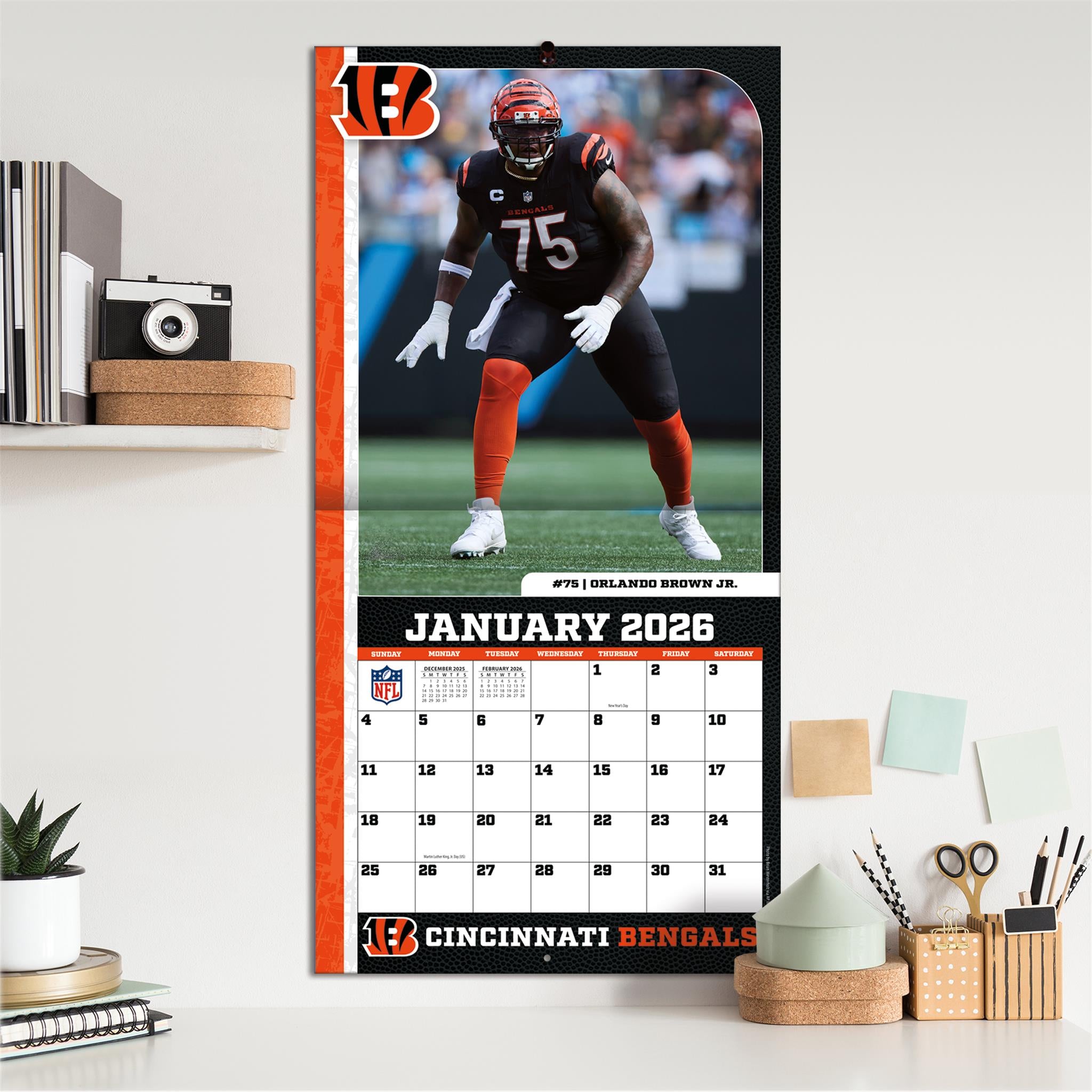 Calendrier mural 2026 des Bengals de Cincinnati (NFL) - Disponible uniquement en ligne