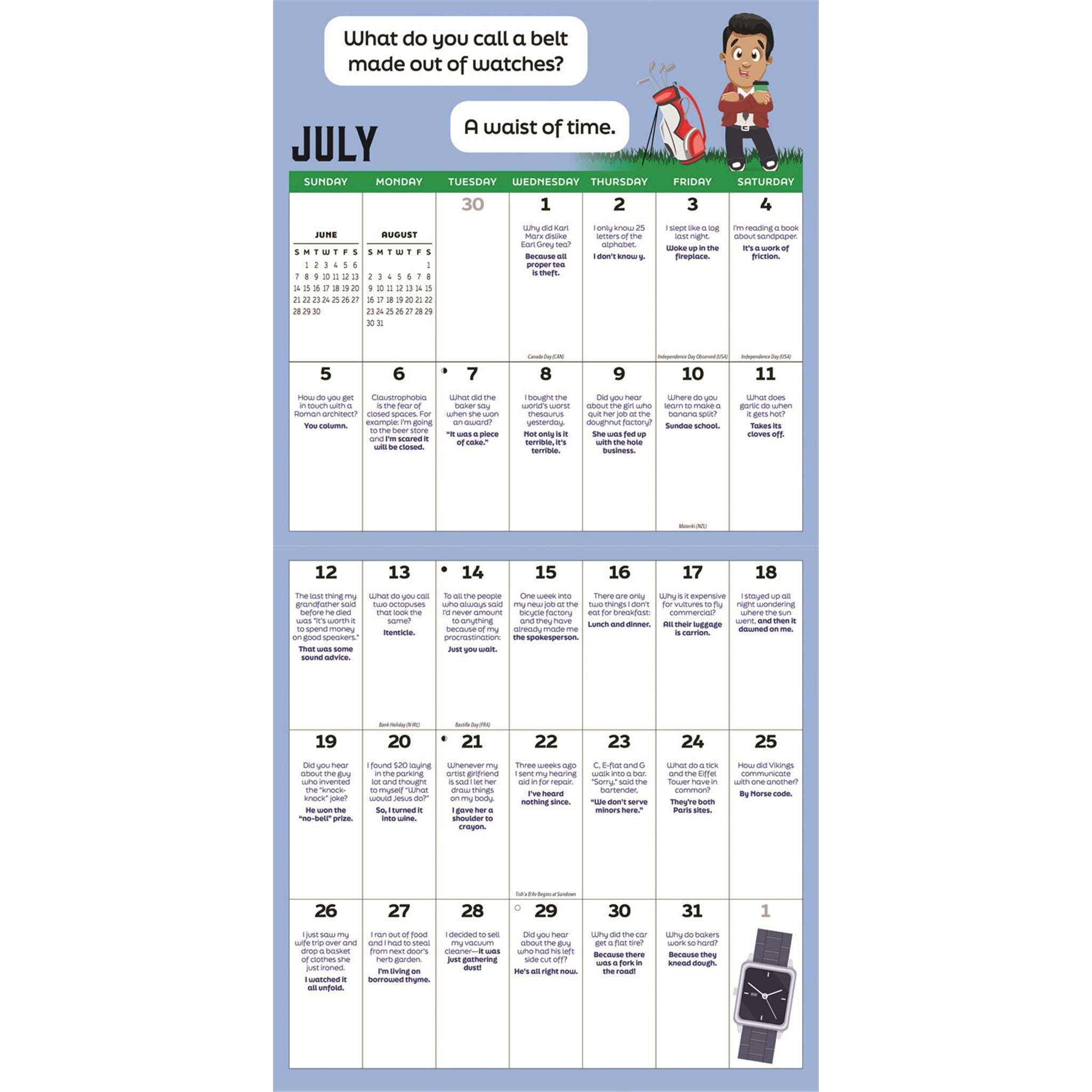 Calendrier mural du roi des blagues de papa 2026