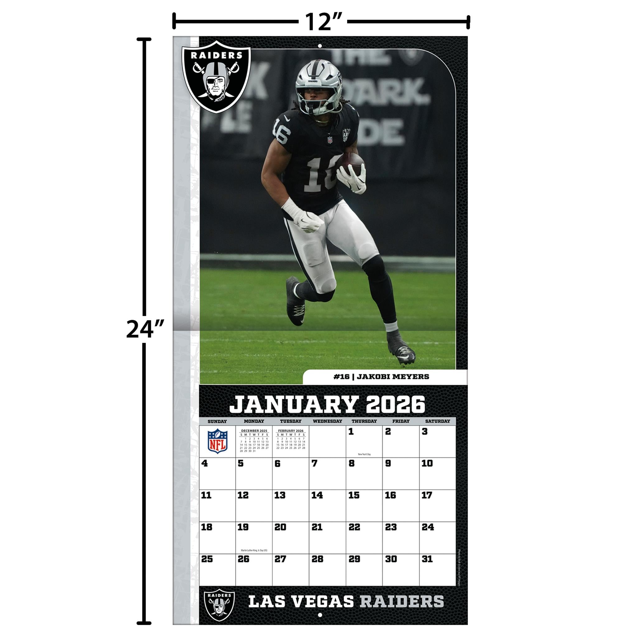 Calendrier mural 2026 des Raiders de Las Vegas (NFL)