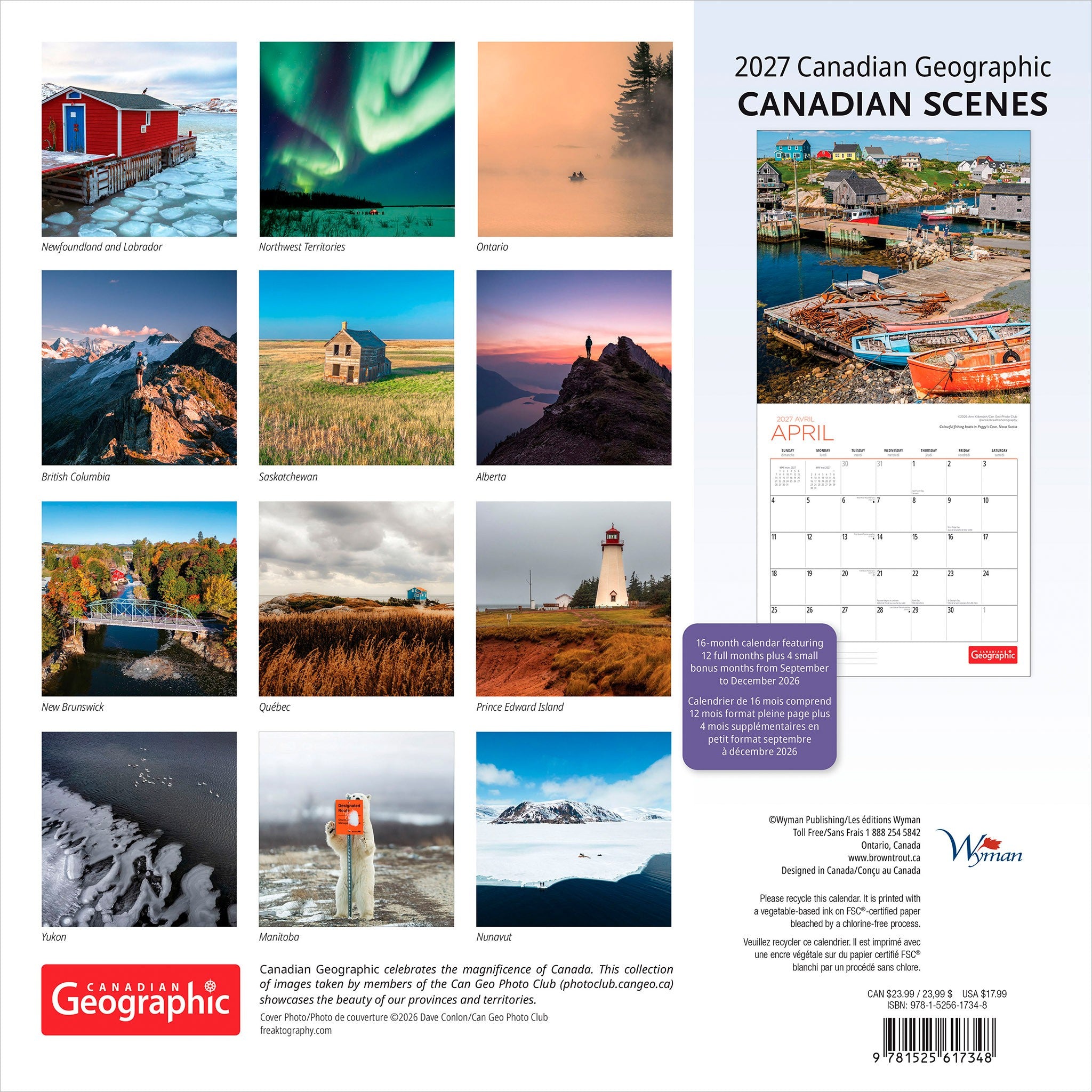Canadian Geographic Canadian Scenes 2027 Wall Calendar