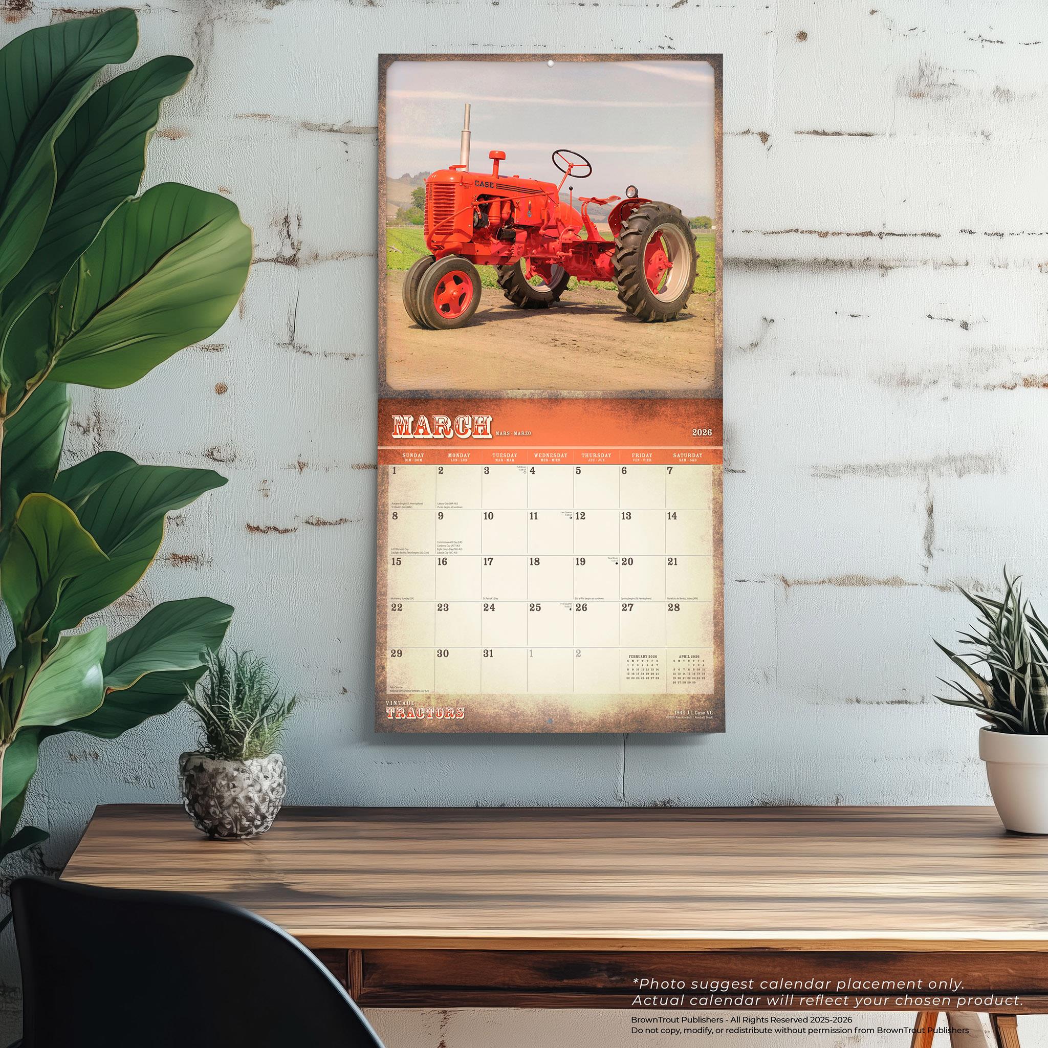 Vintage Tractors 2026 Wall Calendar - Online Only