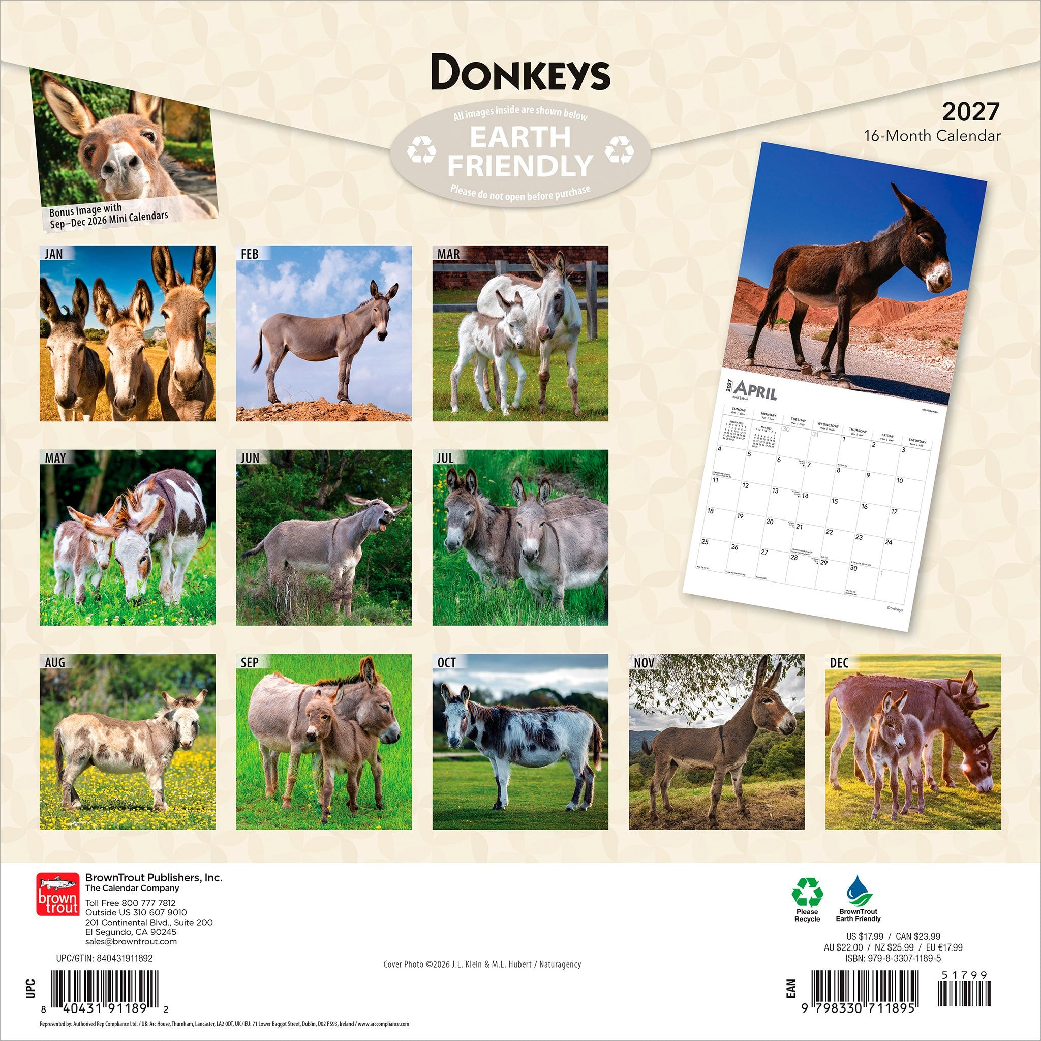 Donkeys 2027 Wall Calendar