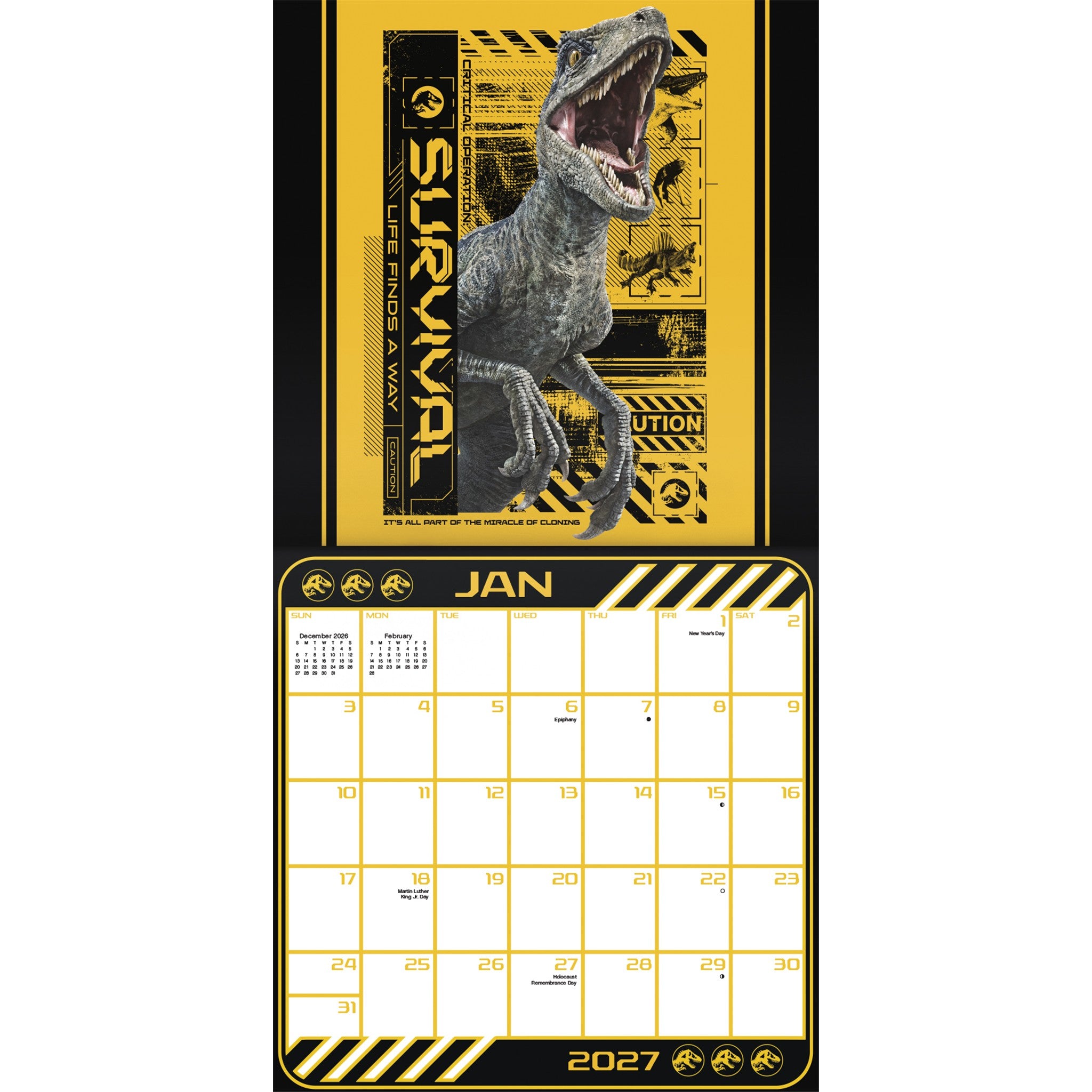 Calendrier mural Jurassic World 2027