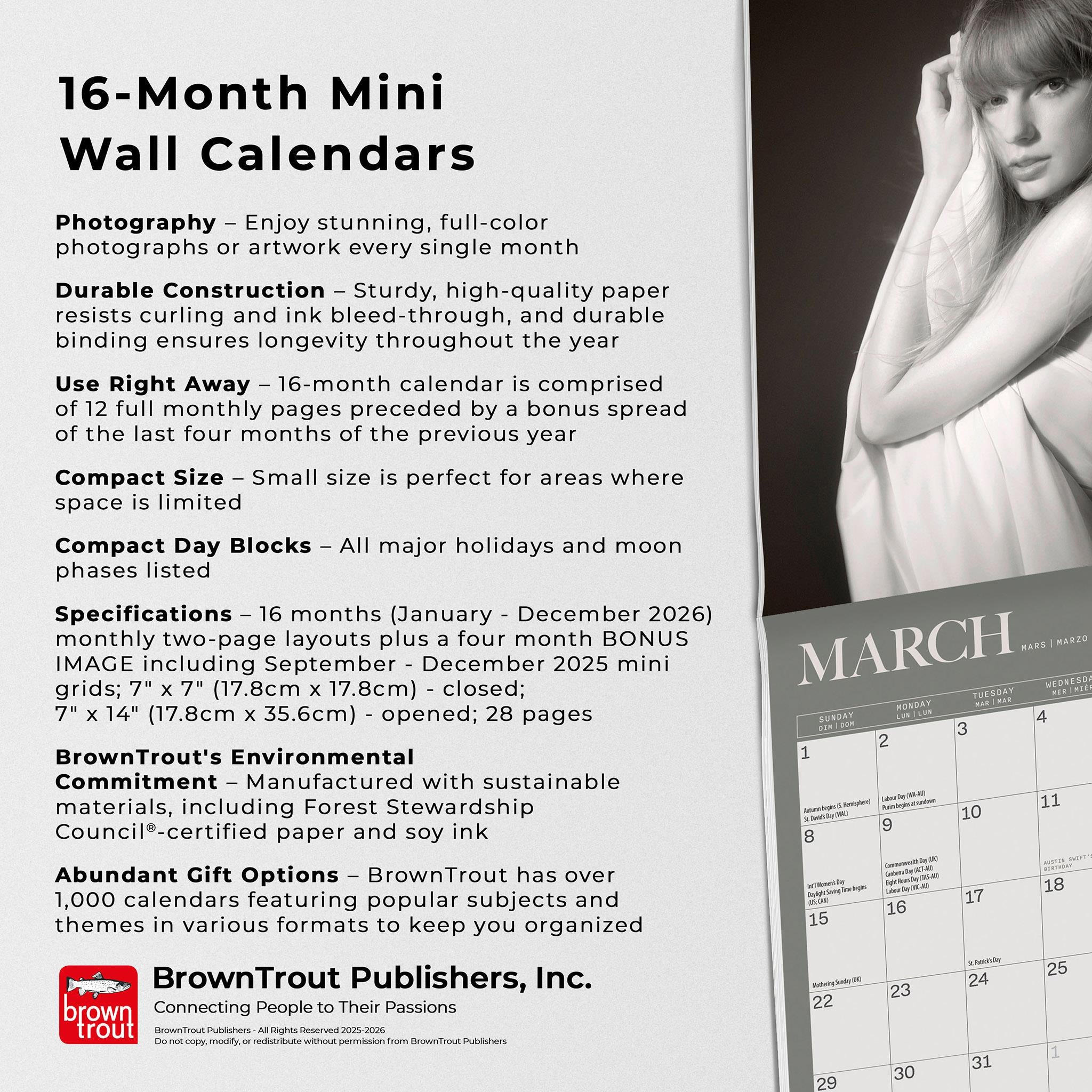 Taylor Swift 2026 Mini Calendar