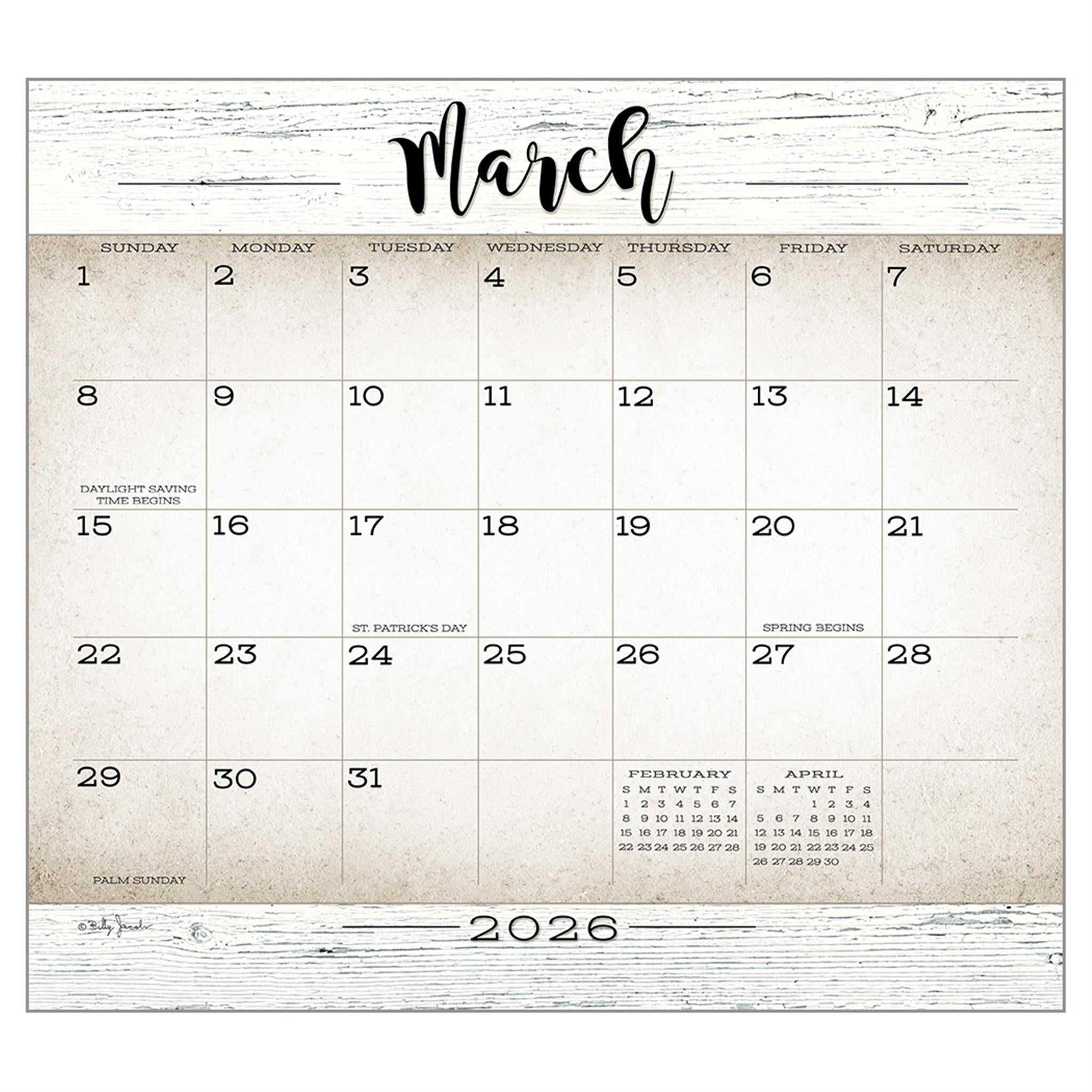 Calendrier mural de luxe Farmhouse 2026