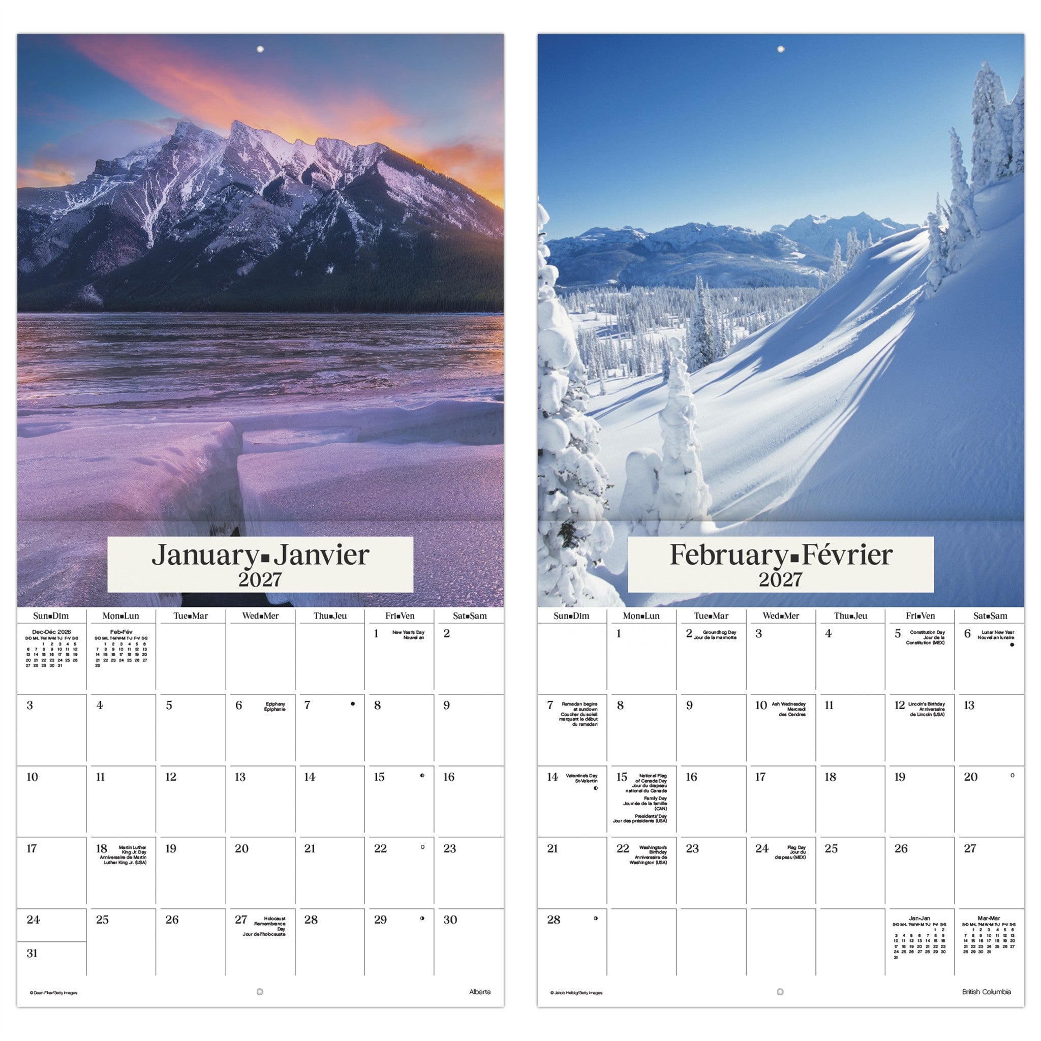 Canadian Landscapes / Paysages du Canada 2027 Wall Calendar - Online Only