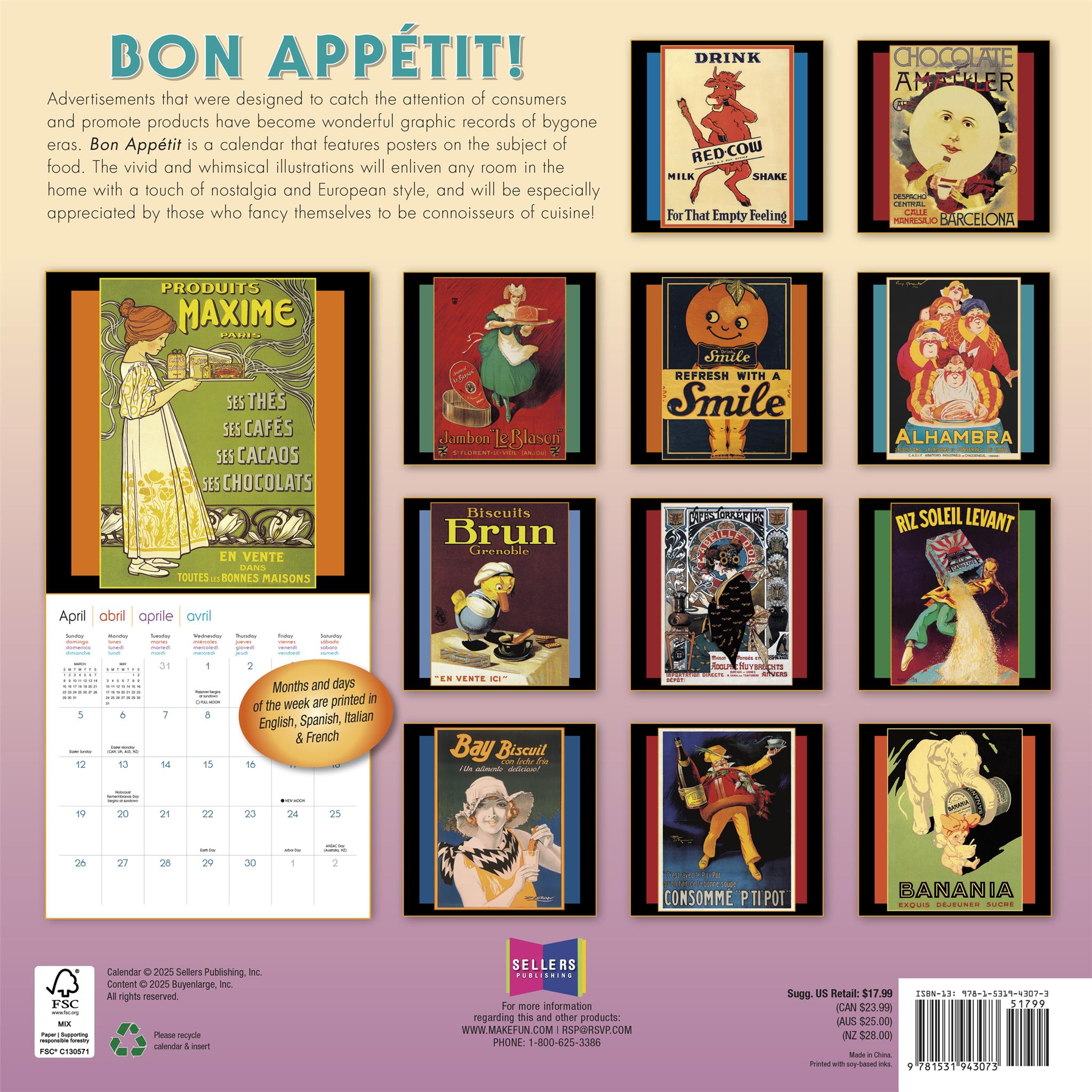 Calendrier mural Bon Appétit 2026