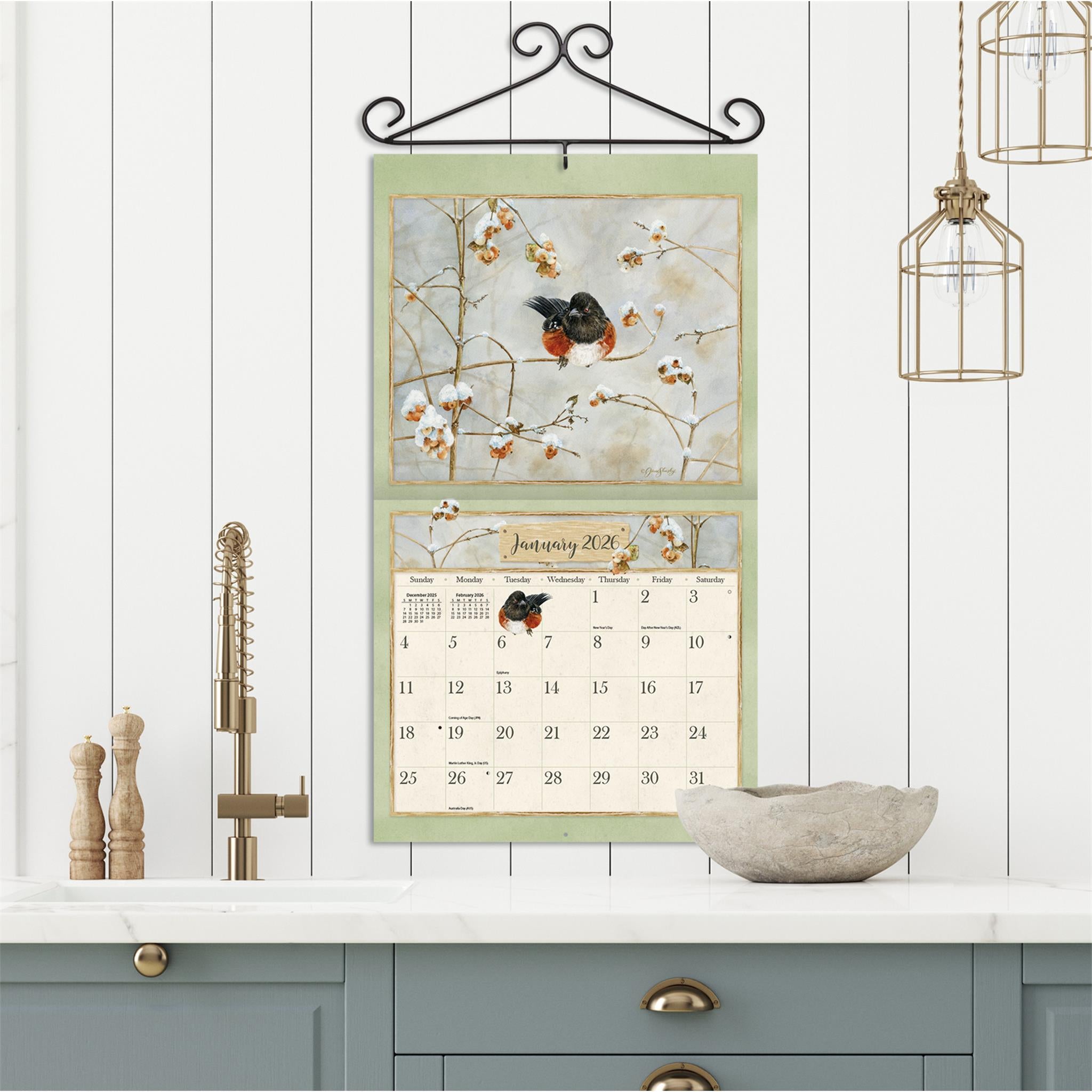 Calendrier mural de luxe Oiseaux du jardin 2026 - Disponible uniquement en ligne
