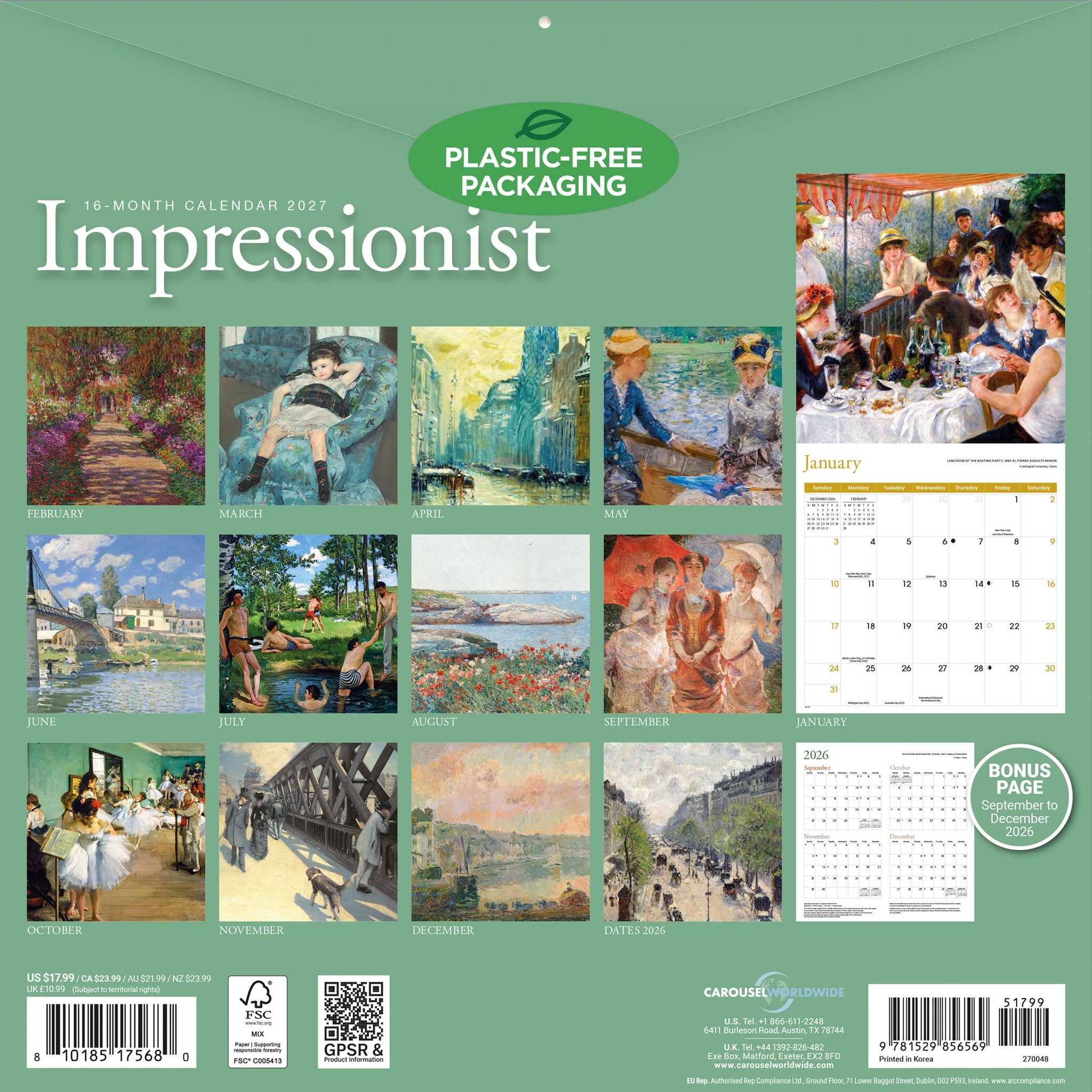 Impressionist 2027 Wall Calendar