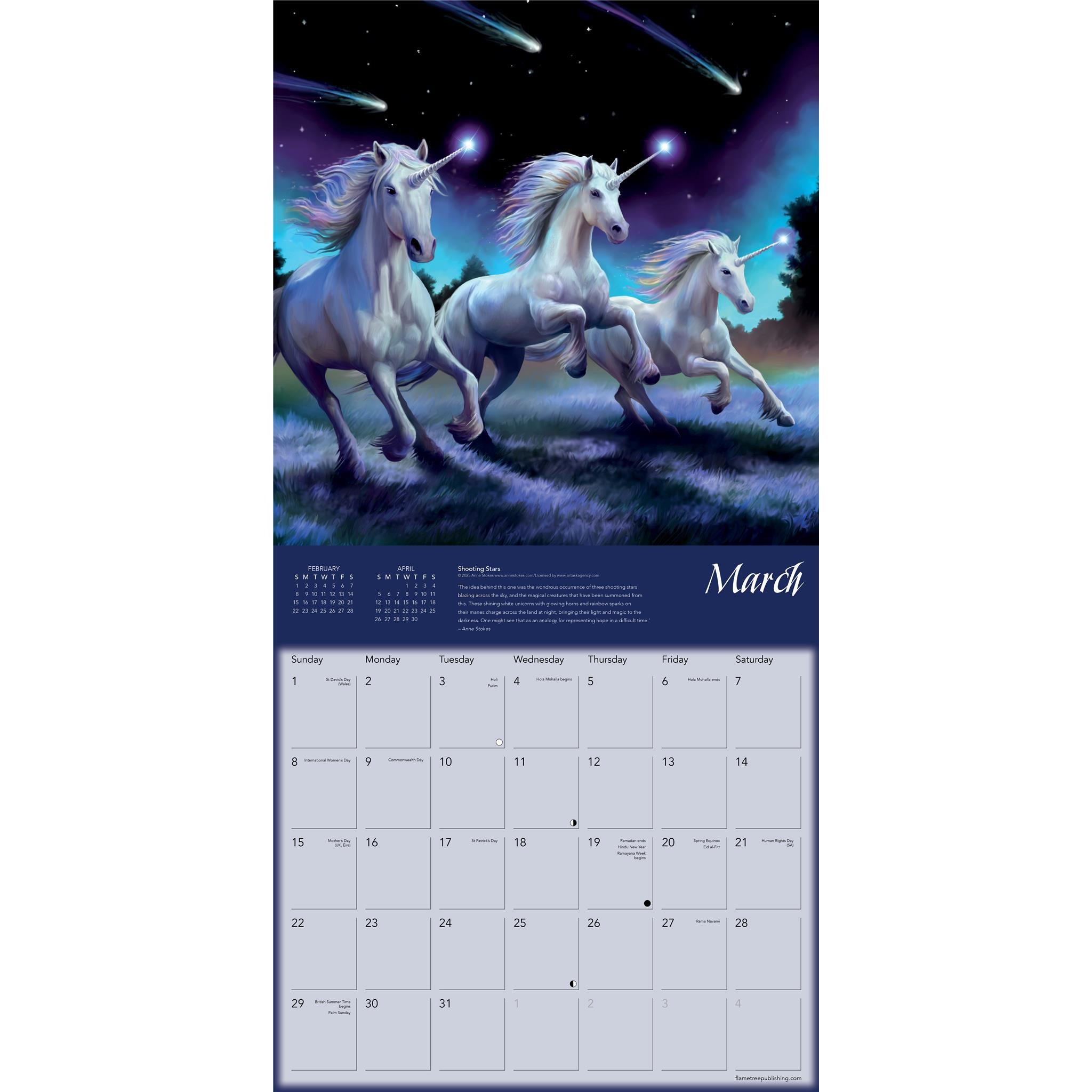 Unicorns By Anne Stokes 2026 Wall Calendar