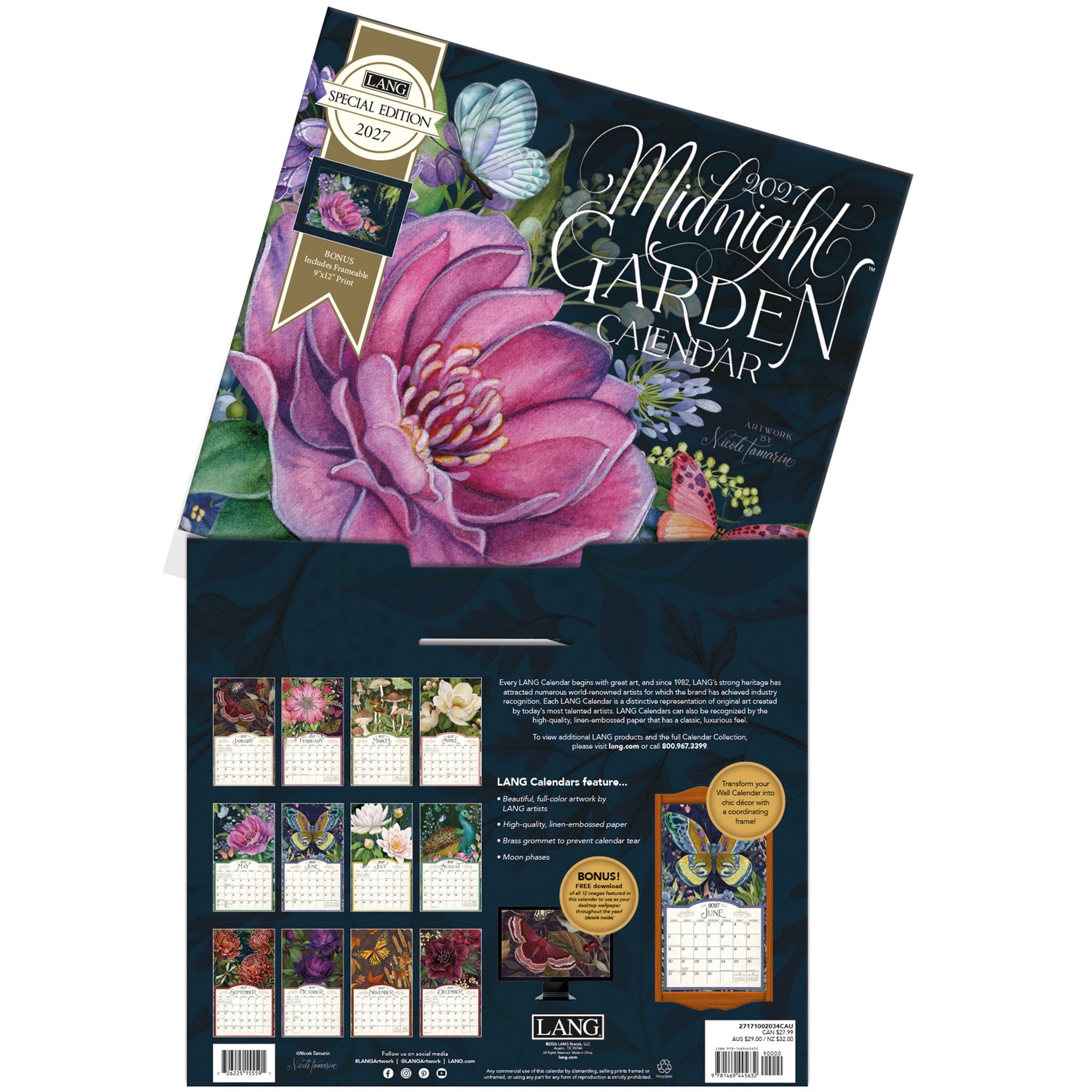 Midnight Garden Special Edition with Print 2027 Wall Calendar