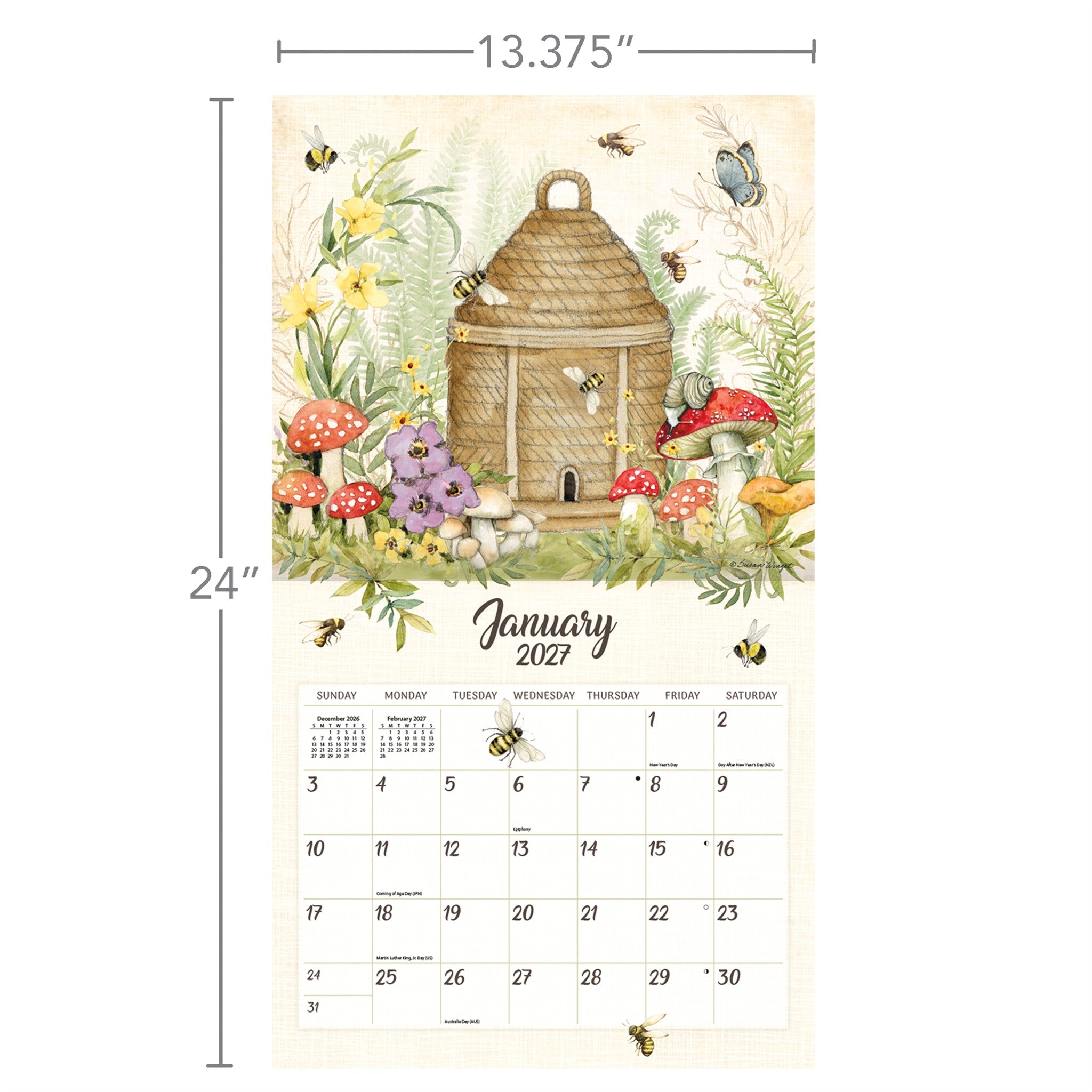 Bees In Bloom Special Edition with Print 2027 Wall Calendar