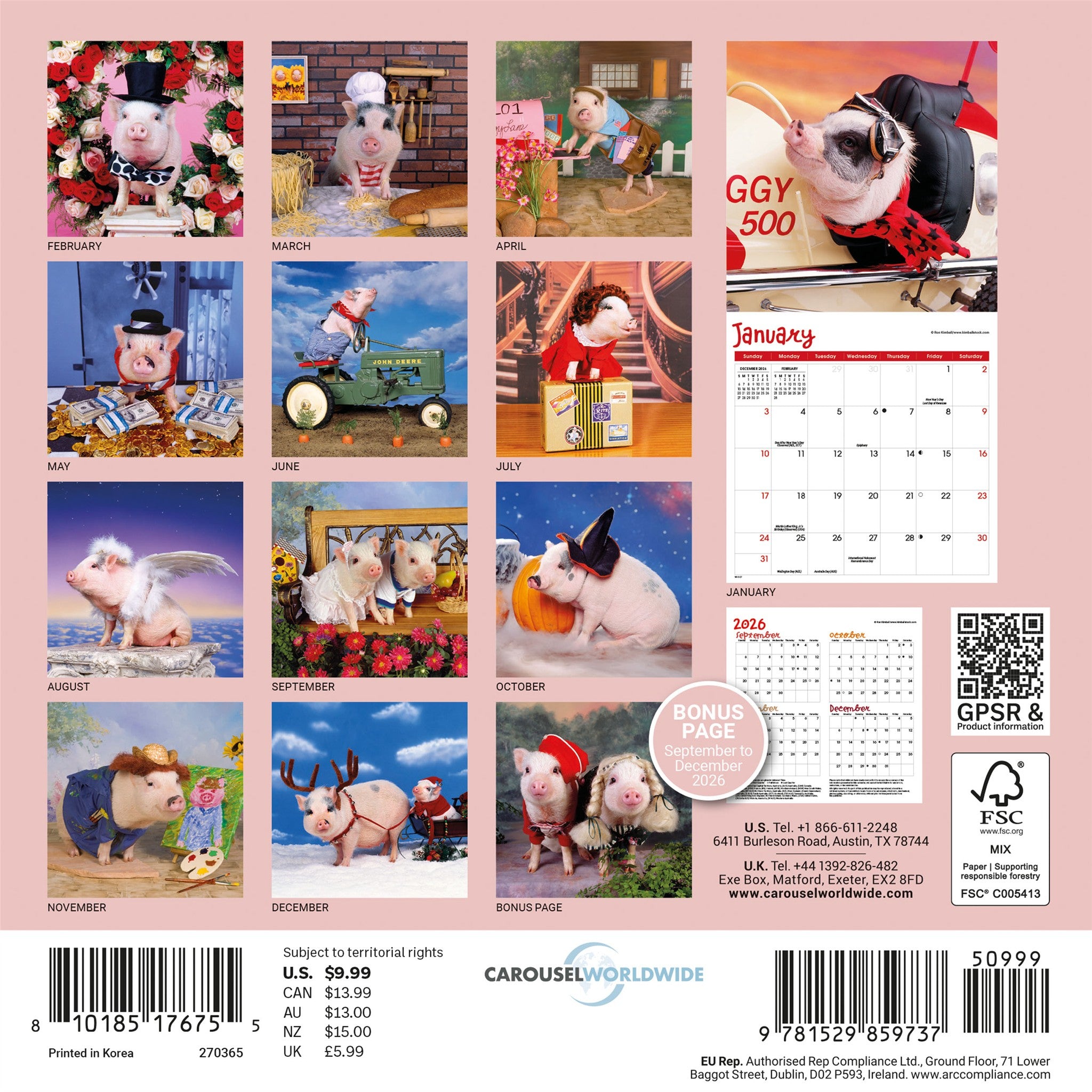 Playful Pigs 2027 Mini Calendar