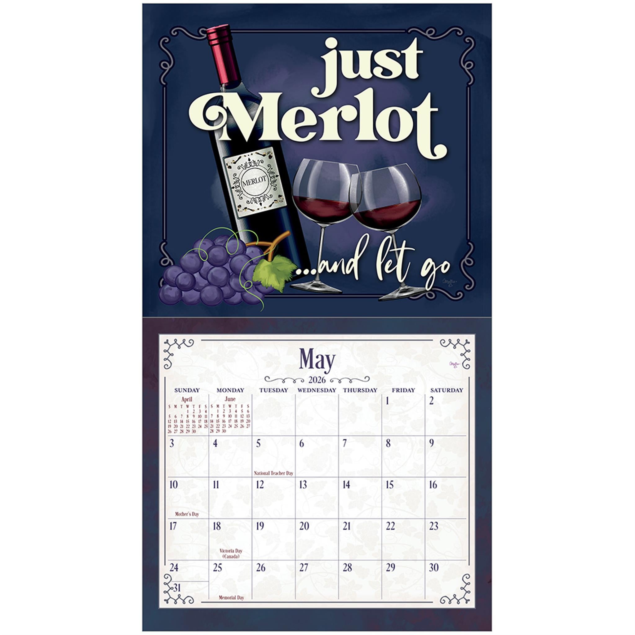 Calendrier mural édition spéciale de luxe Vin 2026 avec cartes