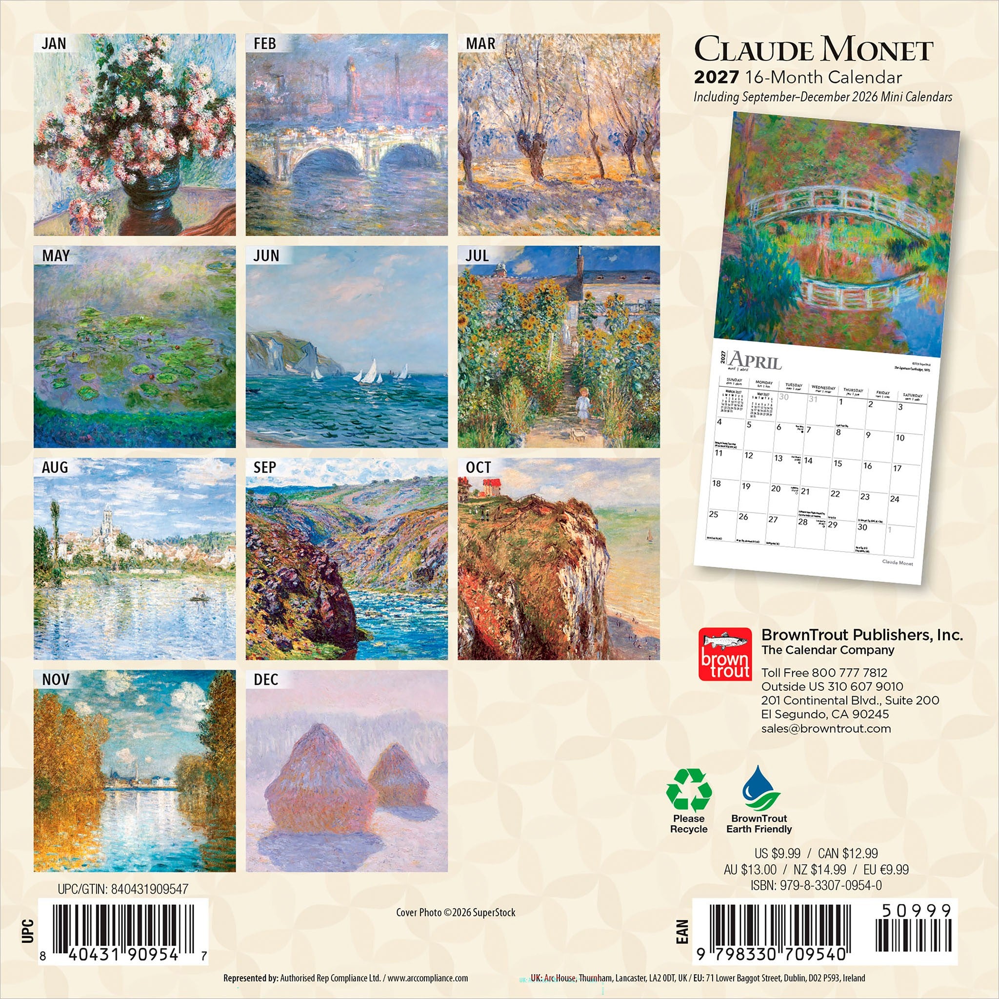Monet 2027 Mini Calendar