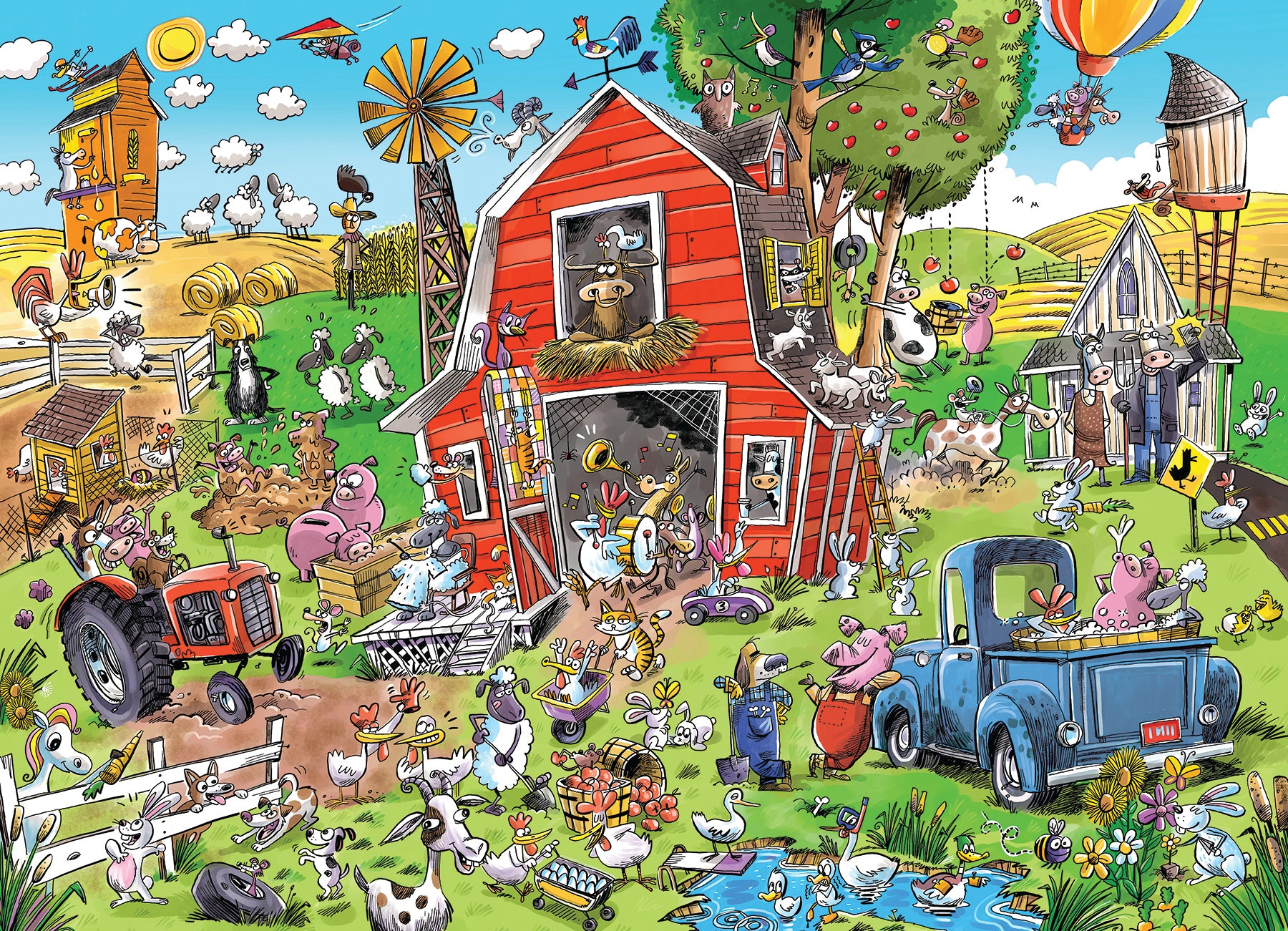 Farmyard Folly DoodleTown 1000 Piece Puzzle - Online Only