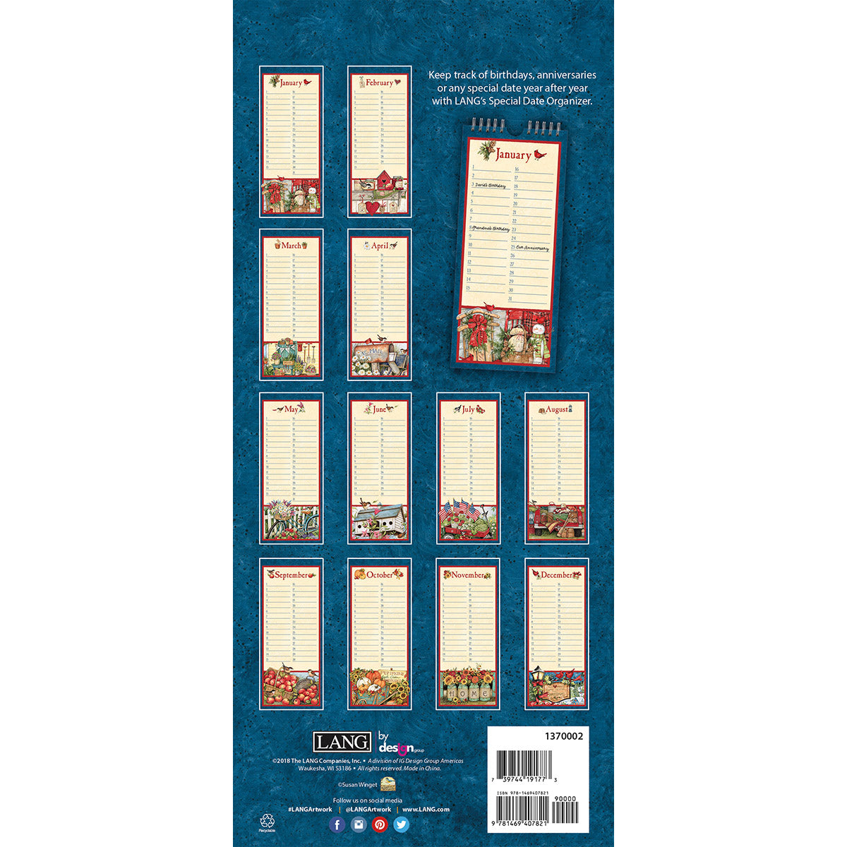 Organiseur de dates spéciales (non daté) Calendrier fin