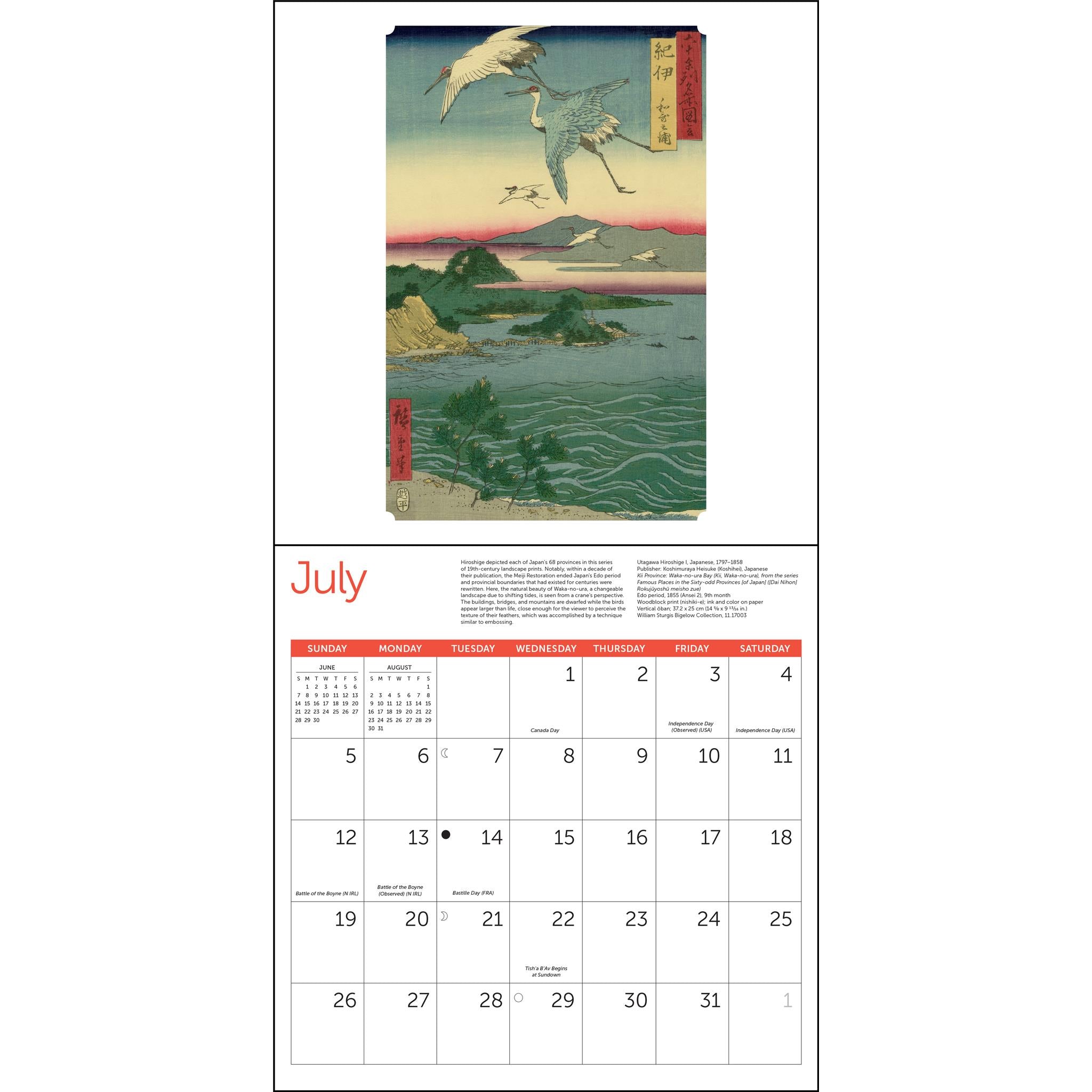 Calendrier mural 2026 des estampes japonaises du MFA de Boston