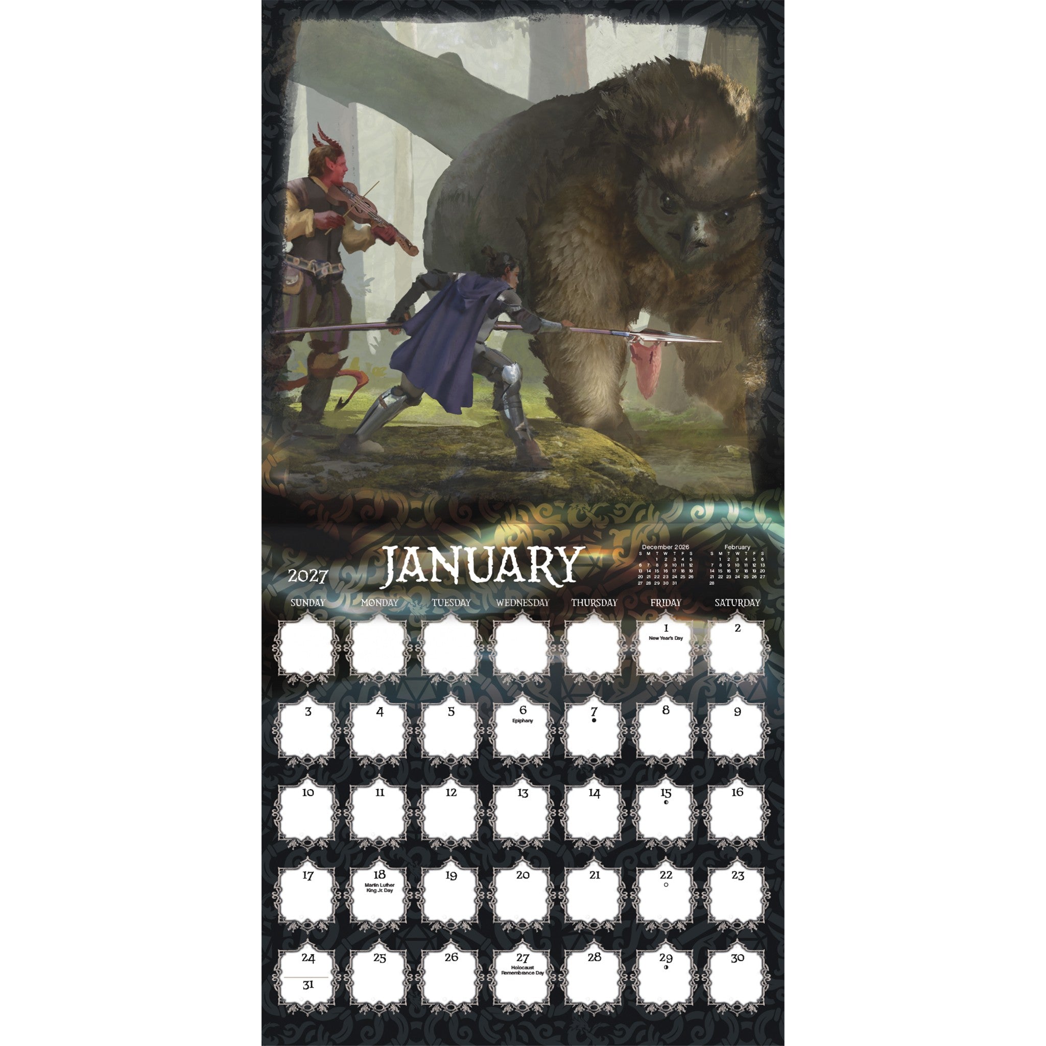 Calendrier mural Donjons et Dragons Classique 2027 - En ligne uniquement