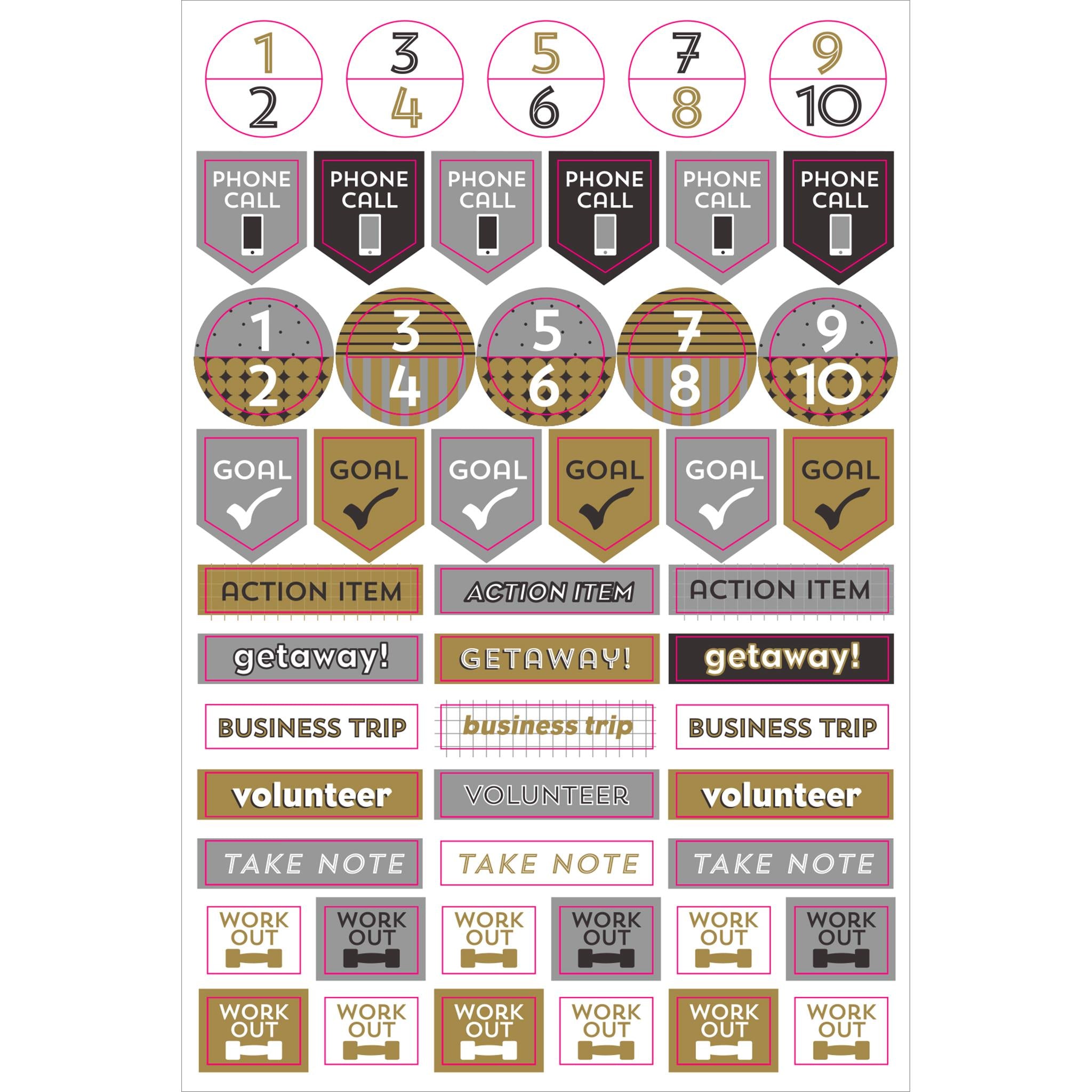 Black and Gold Essentials Planner Stickers - Online Only